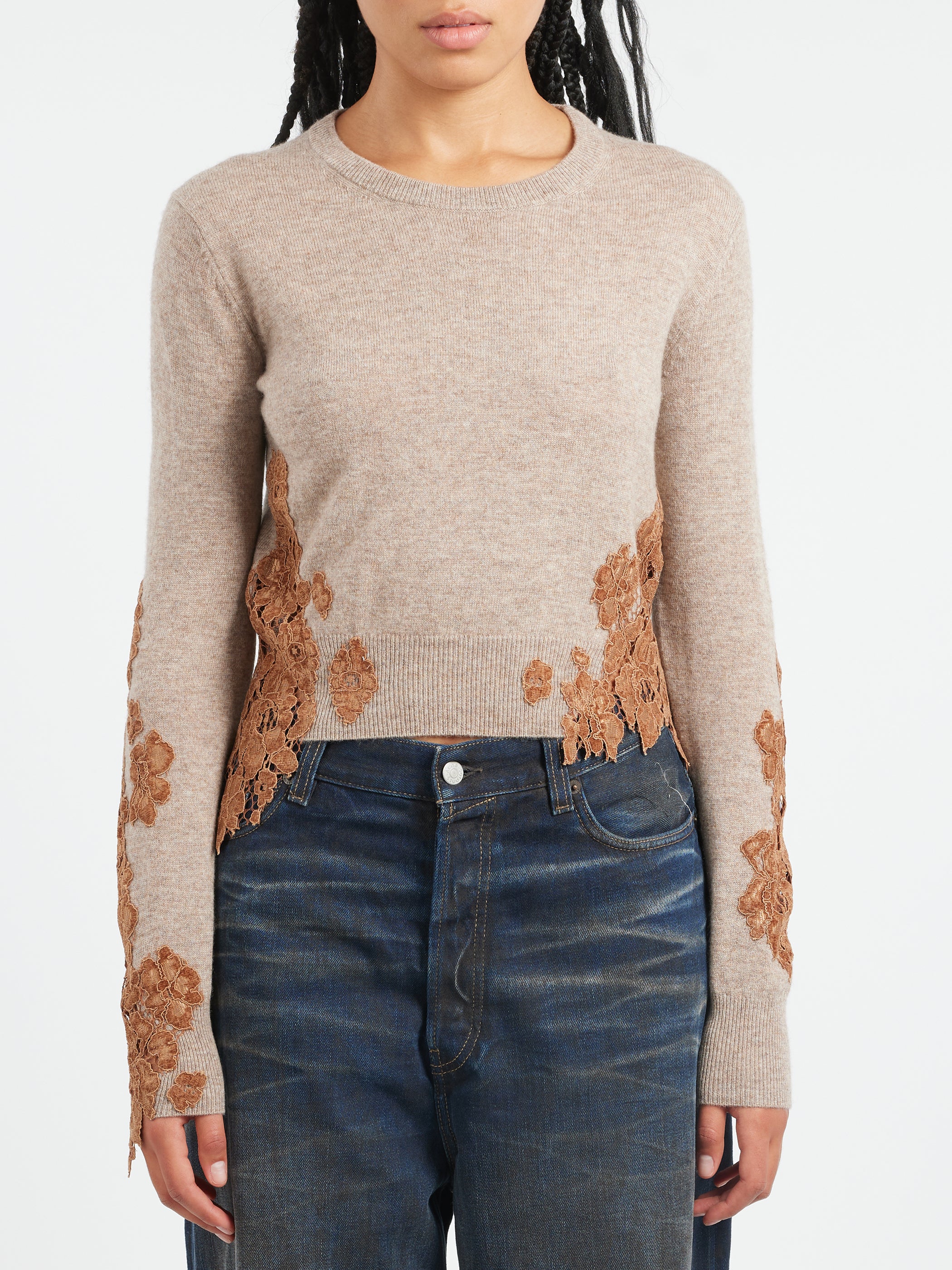 Wool Jumper Lace Trim