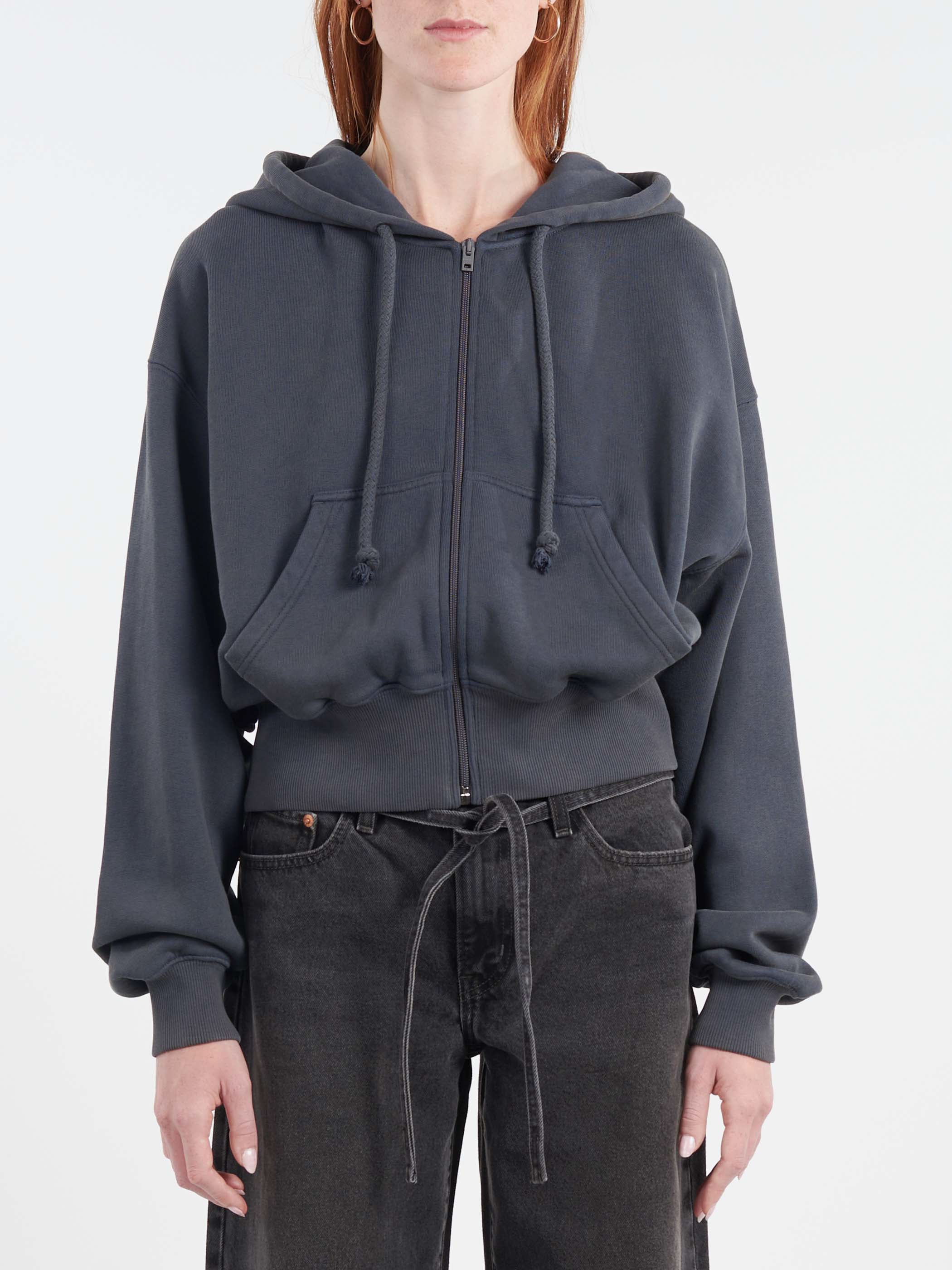 Acne Studios Felly H Gothic Logo Zip Up in Ocean Blue gravitypope