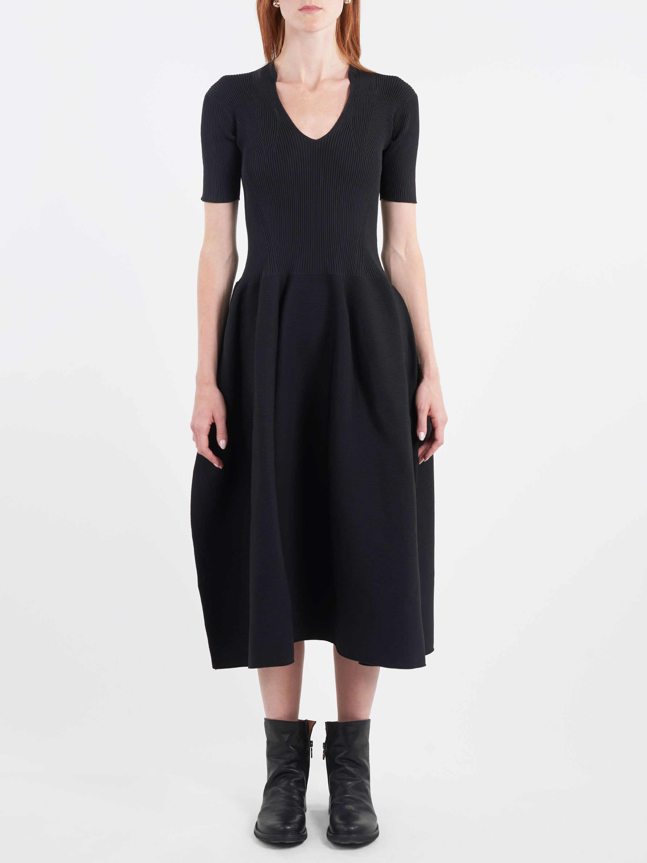 Pottery Stand-Up Collar Short Sleeve Dress