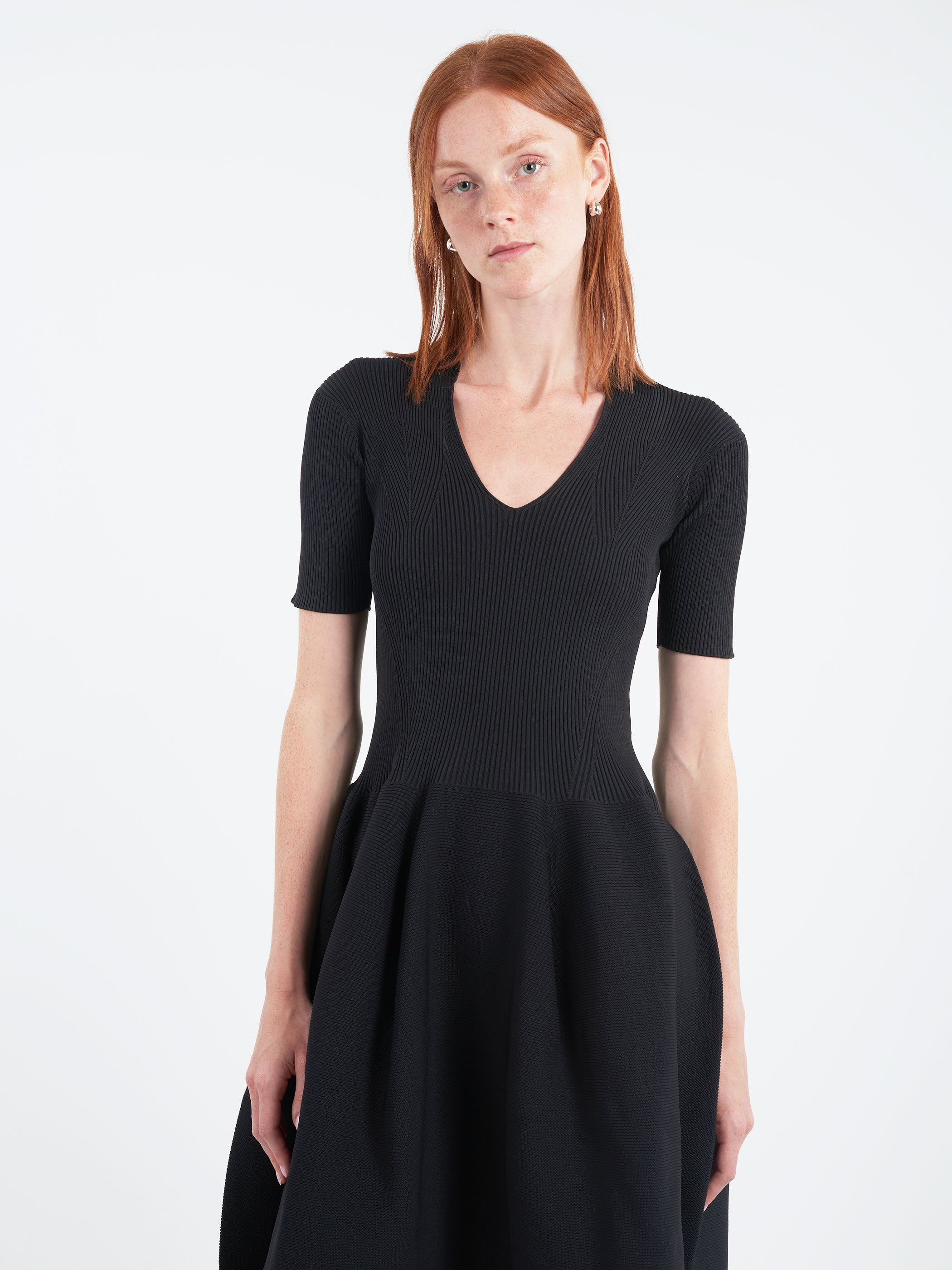 Pottery Stand-Up Collar Short Sleeve Dress