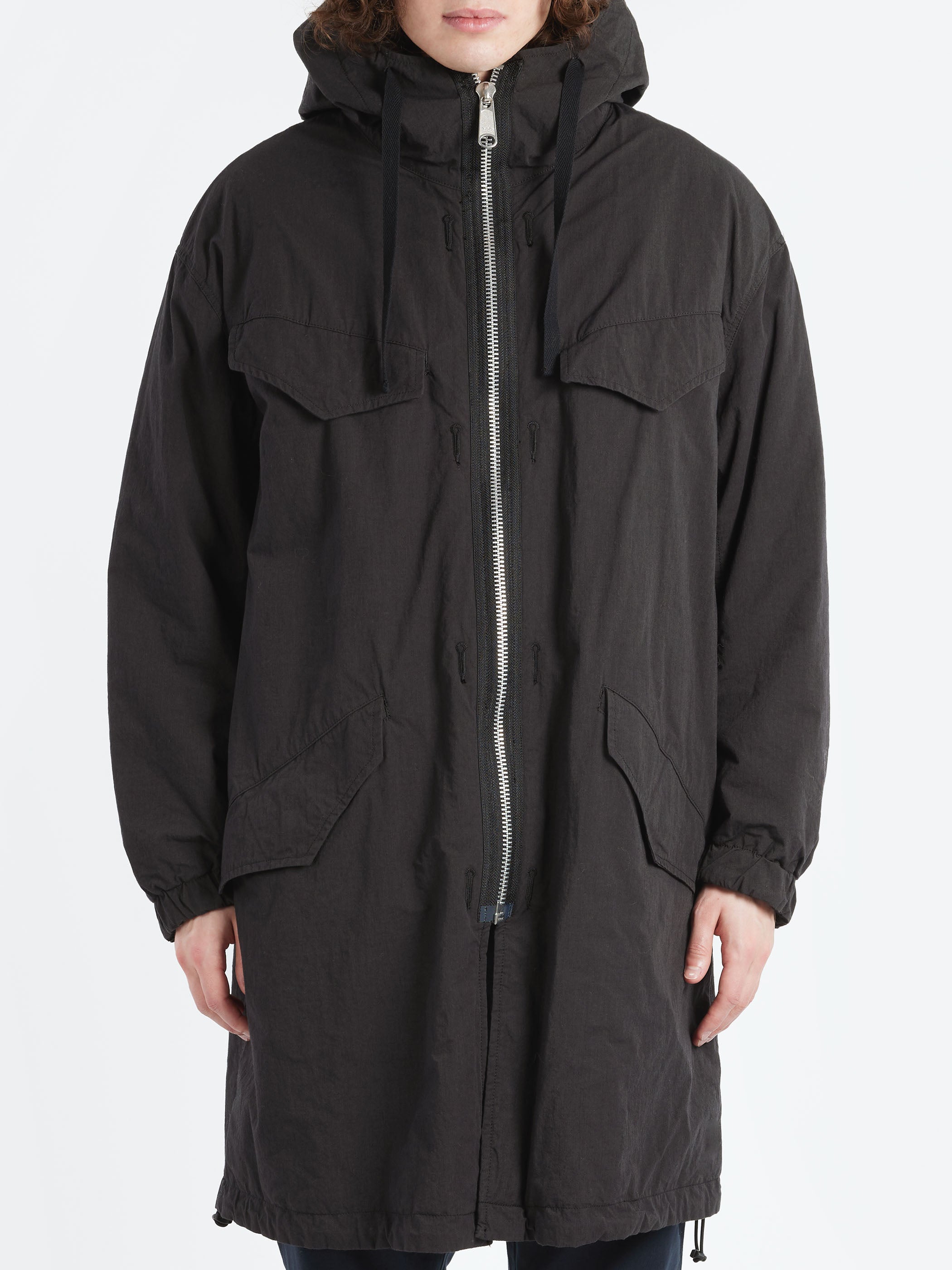 Twill Reversible Military Hooded Coat