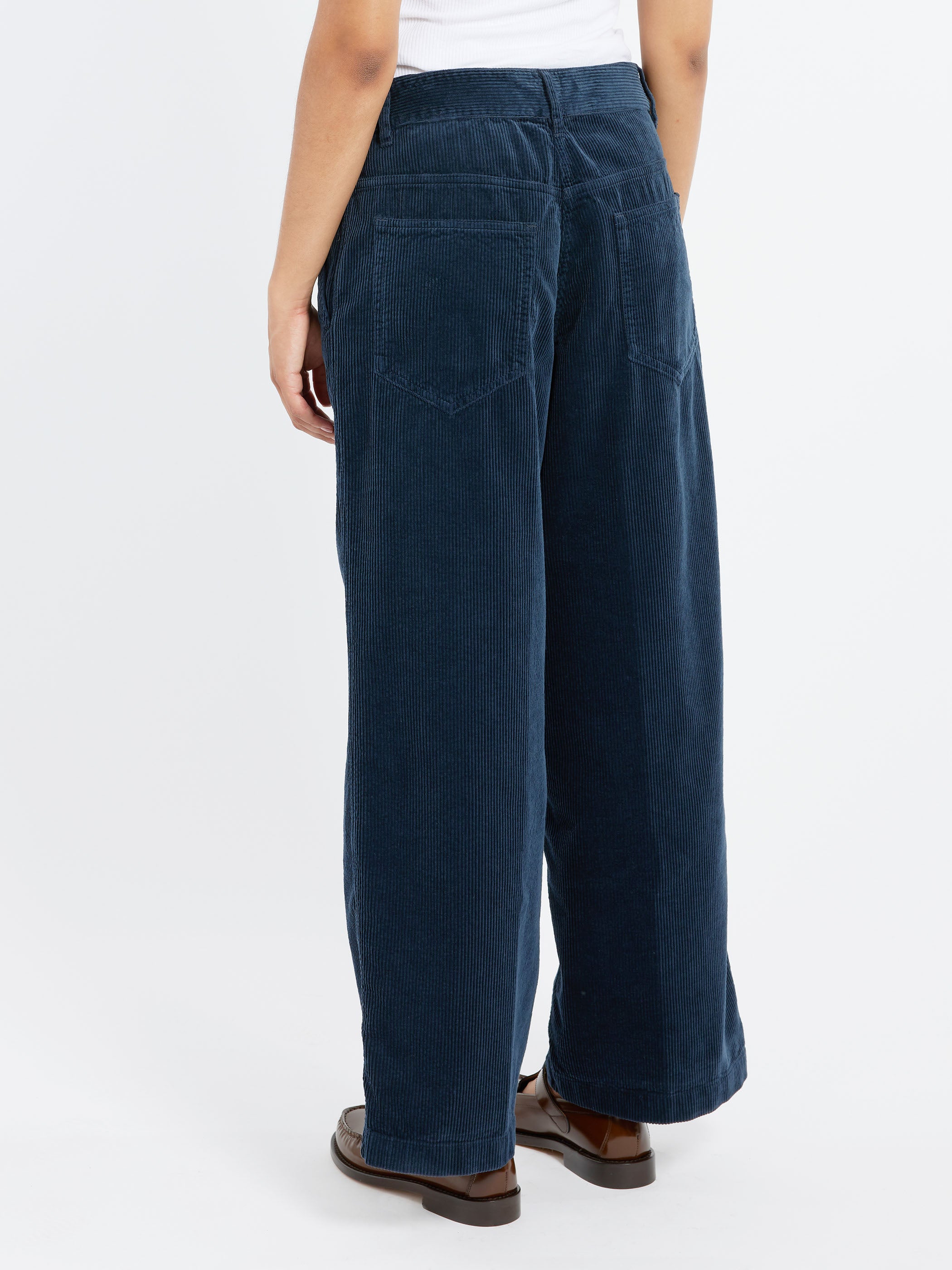 Ribbed Velvet High-Waisted Trousers