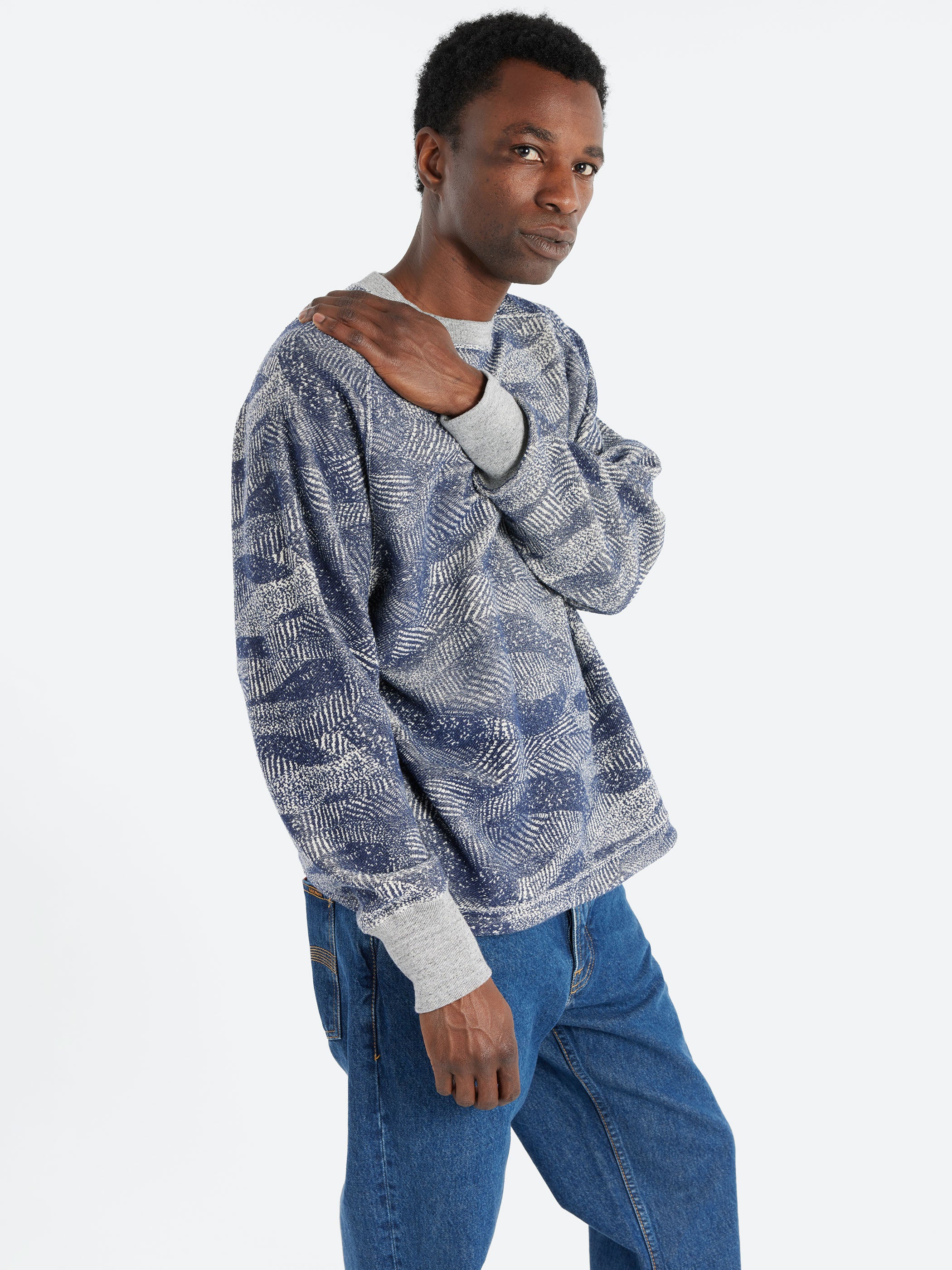 Reverse Print Crew Neck Pullover