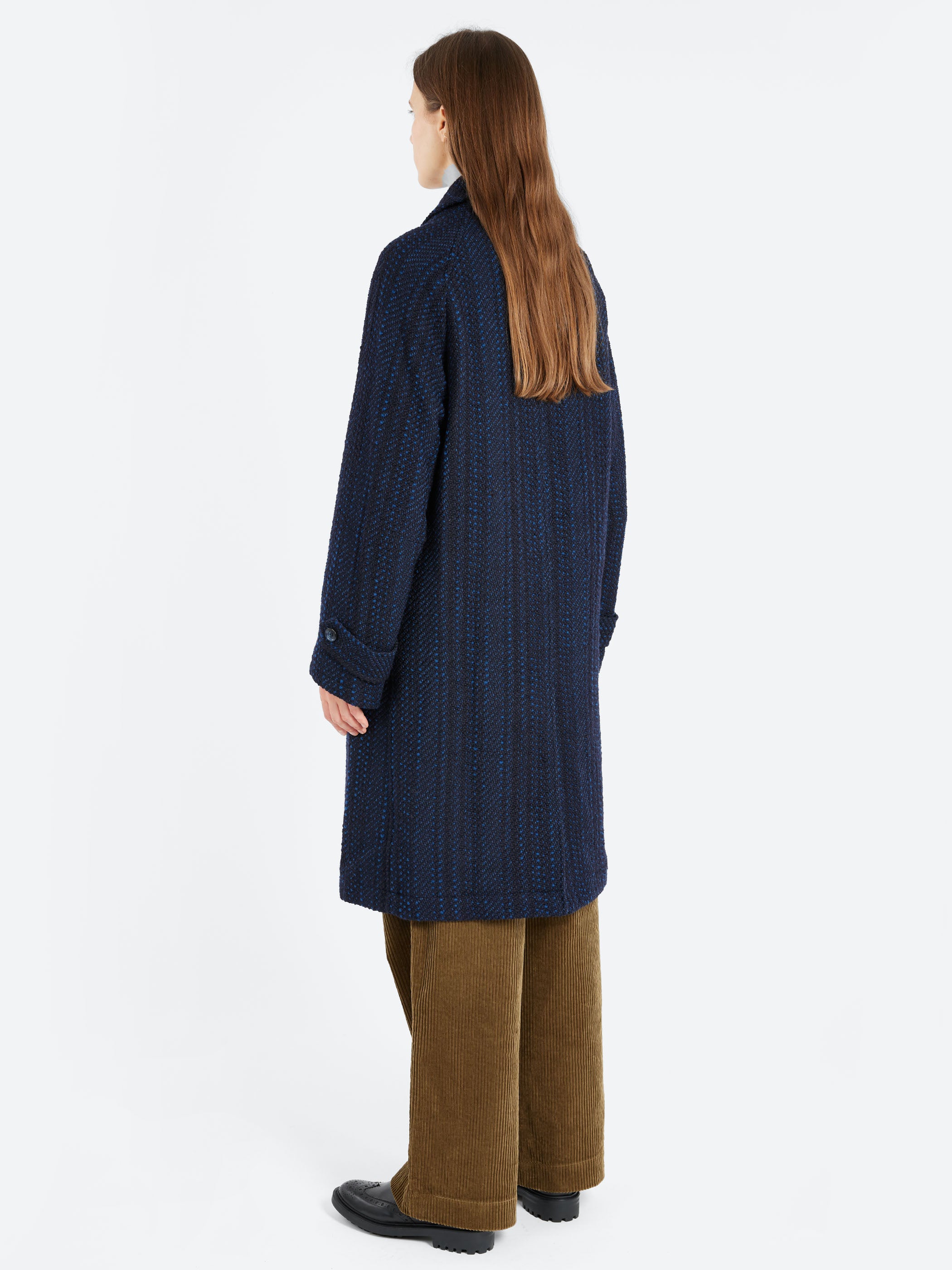 Slub Yarn Tweed Balmacaan Coat