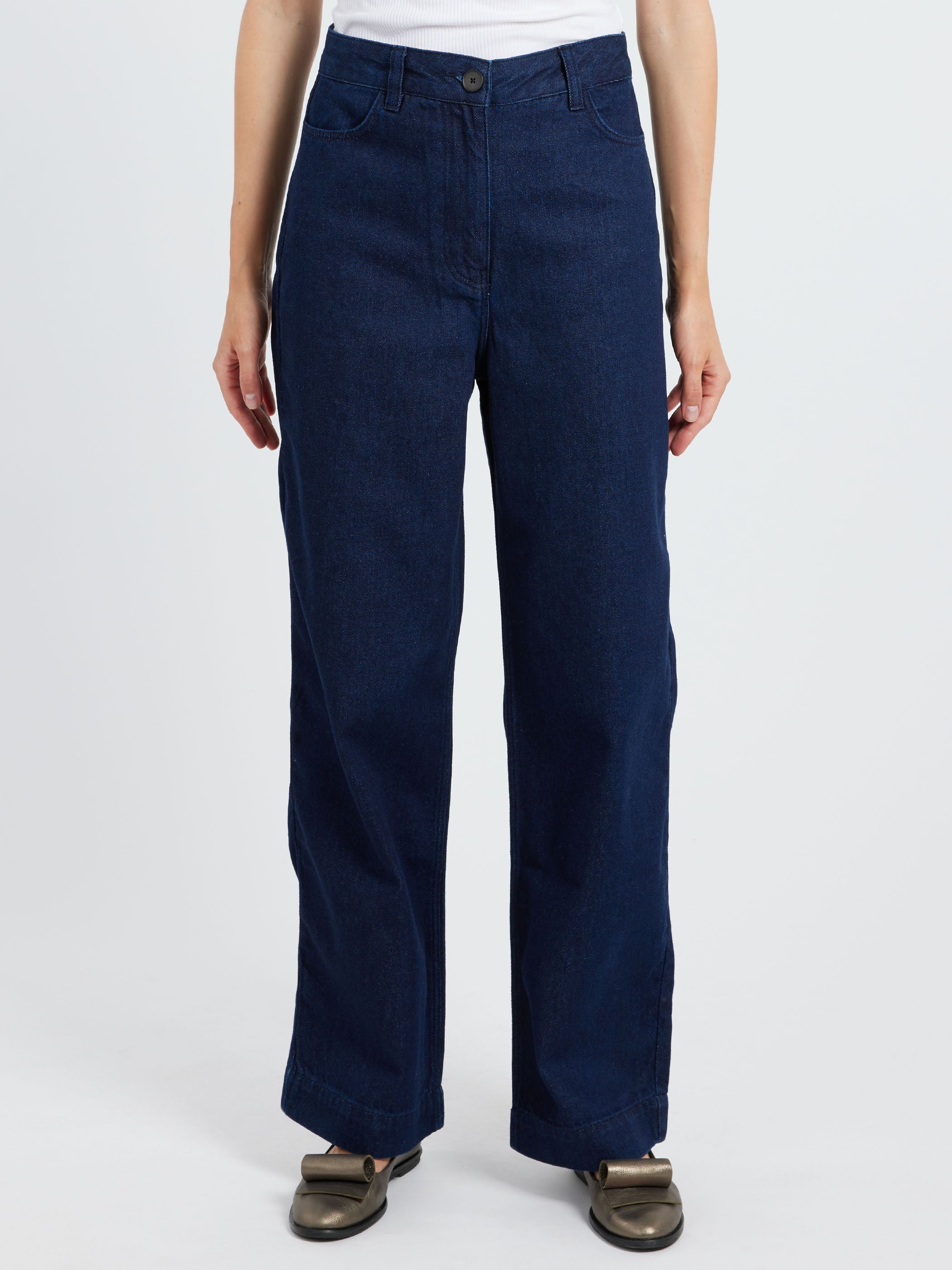 Indigo Denim Slim Leg Trousers