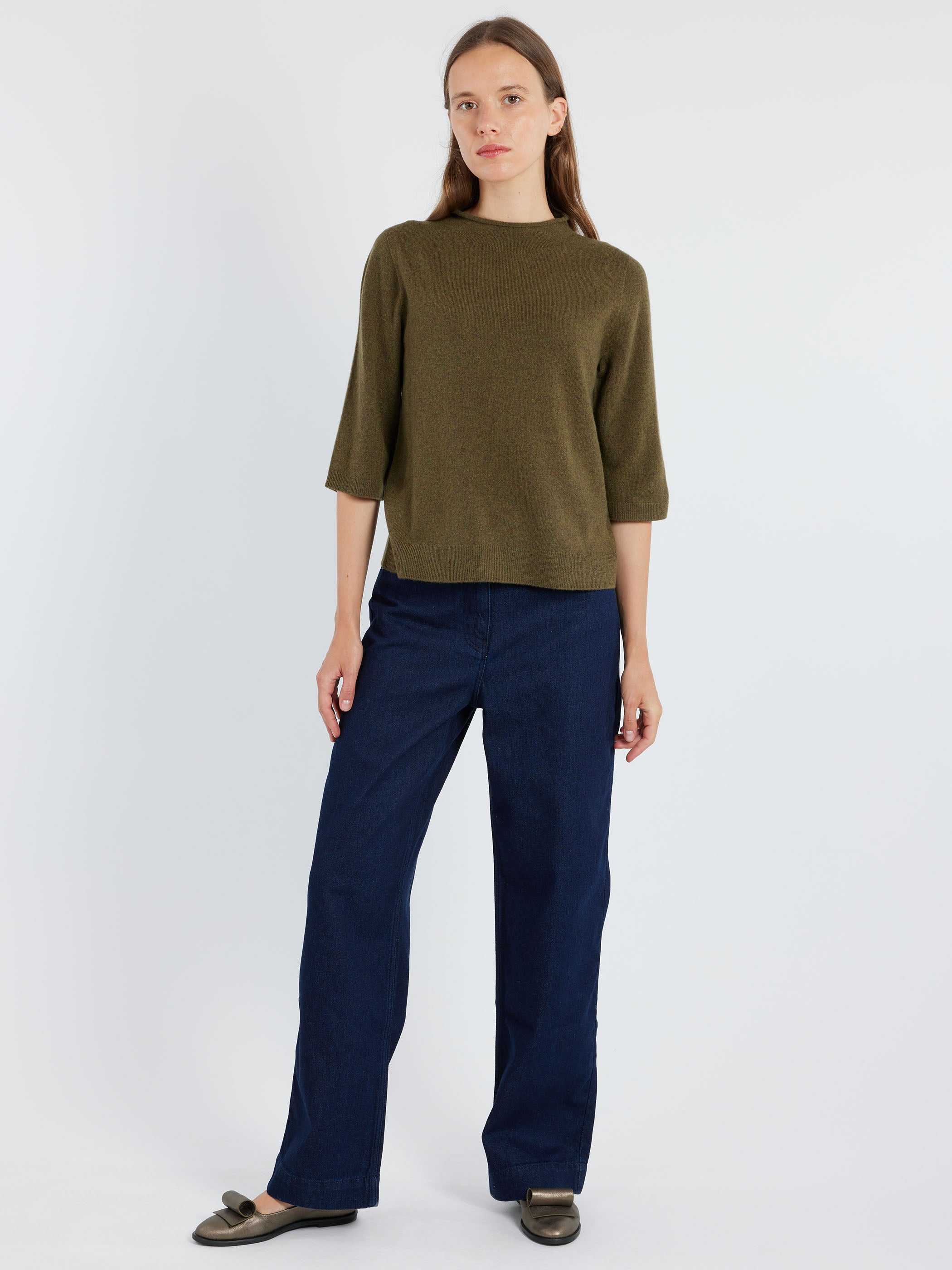 Indigo Denim Slim Leg Trousers