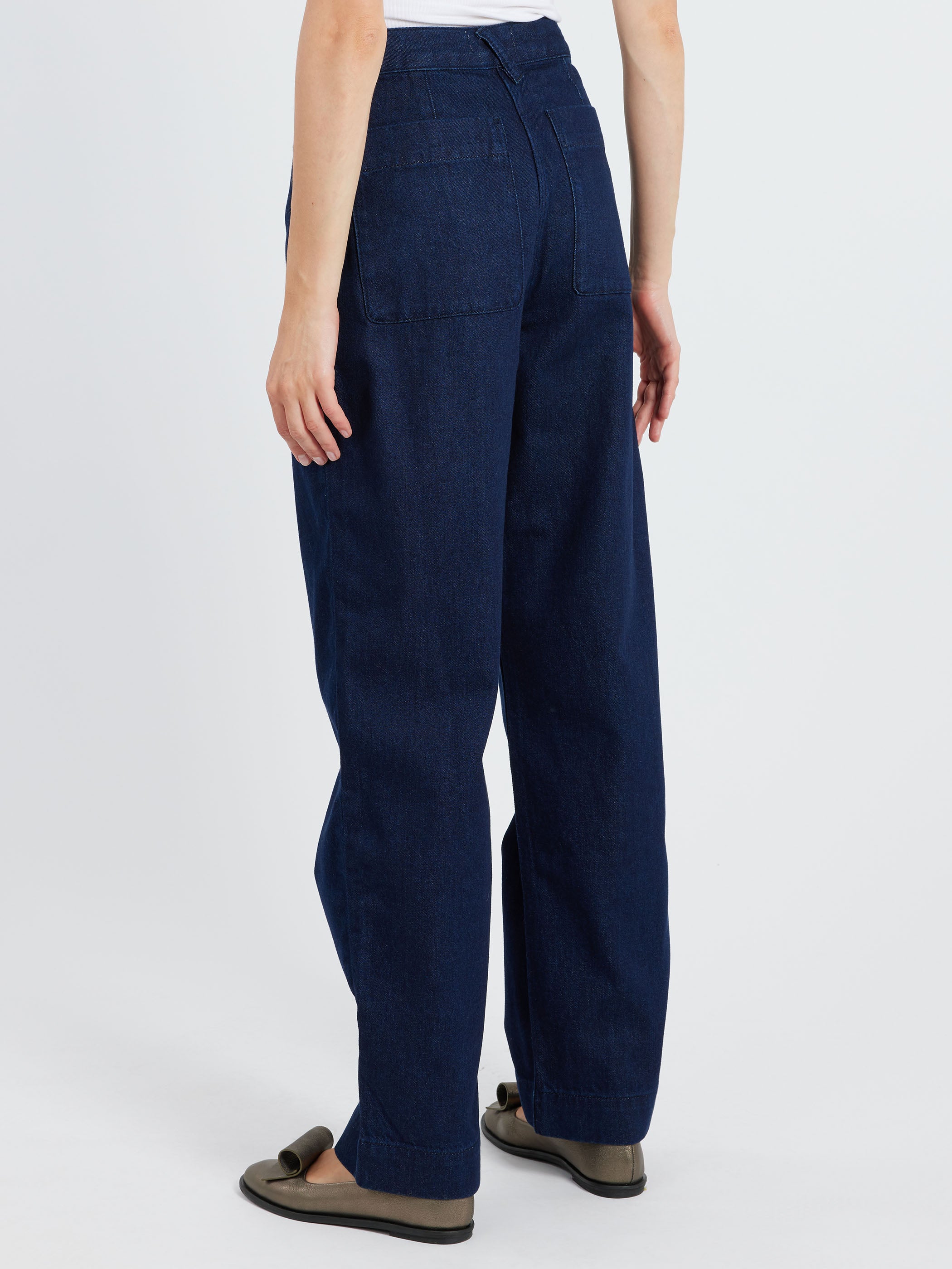 Indigo Denim Slim Leg Trousers