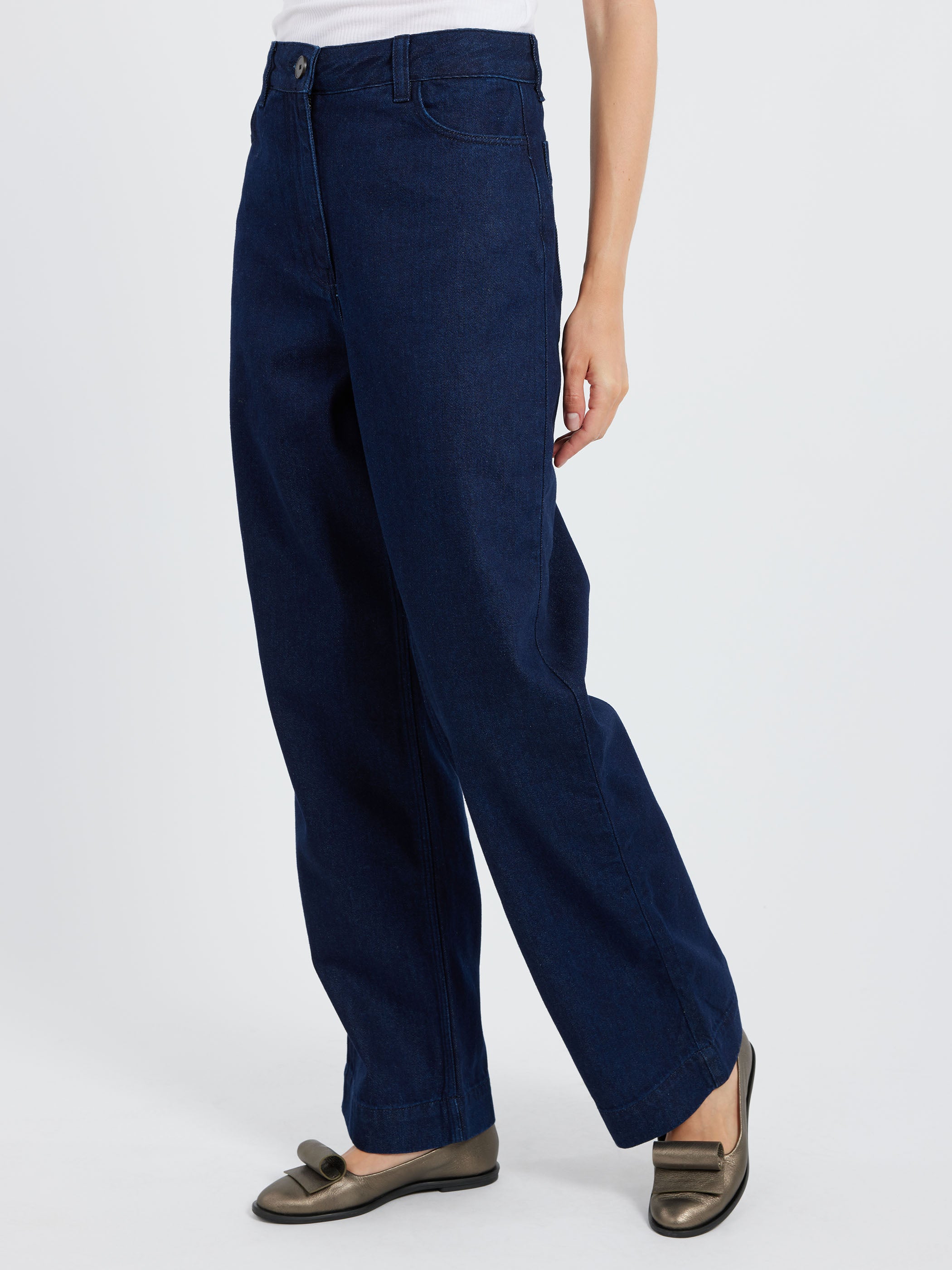 Indigo Denim Slim Leg Trousers