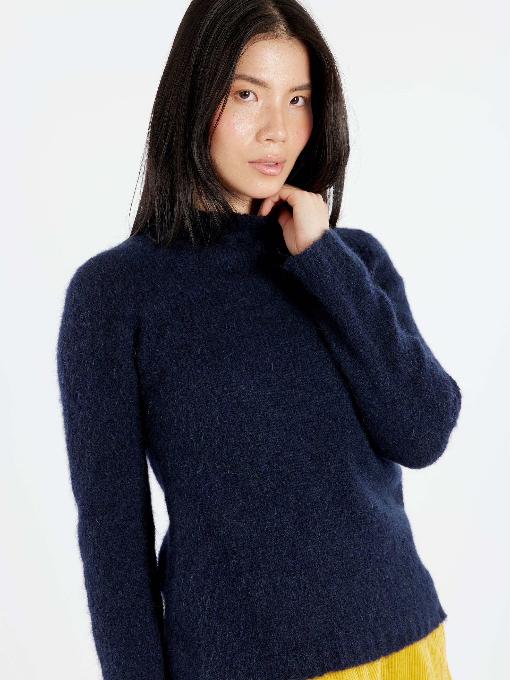 Brushed Alpaca High Neck Sweater