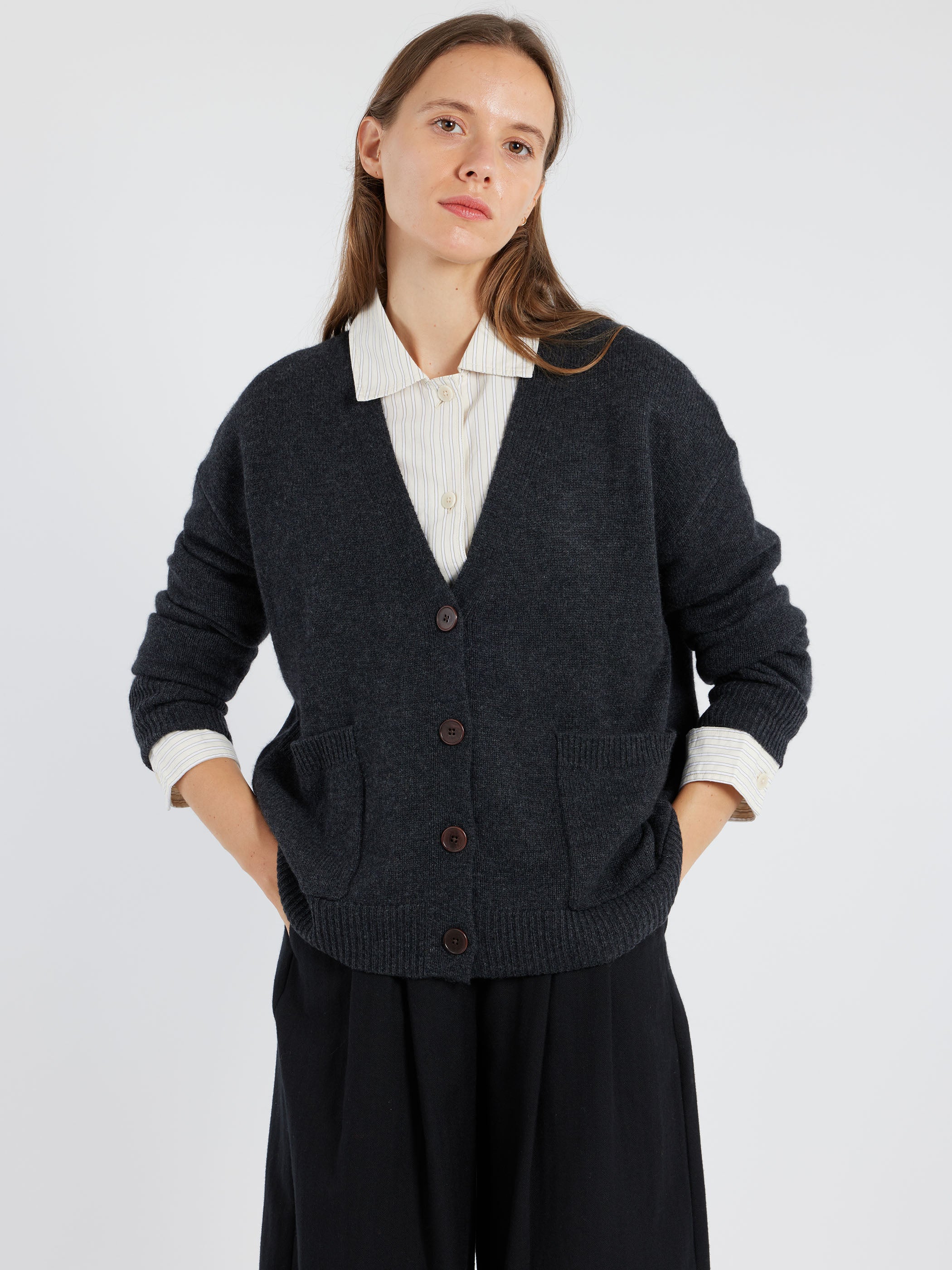 Wool Cashmere Boxy Cardigan