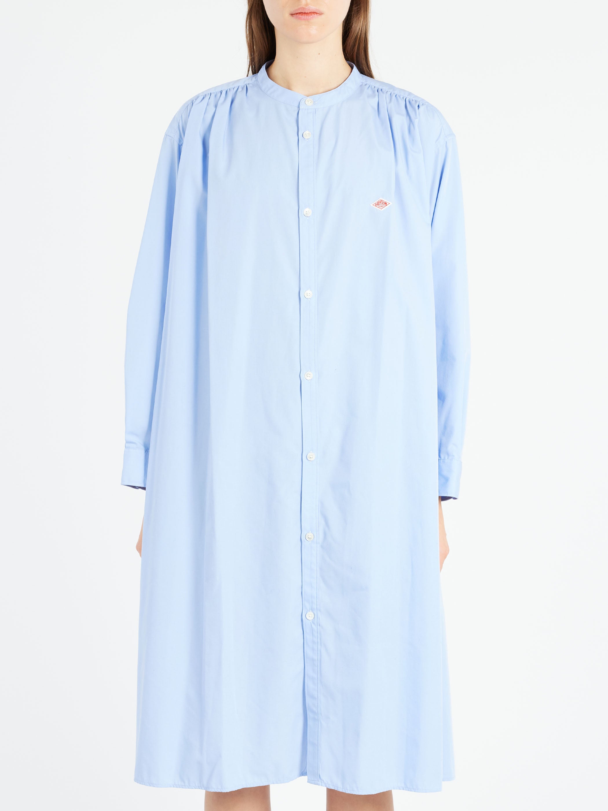 Broadcloth Gathered Shirt Dress