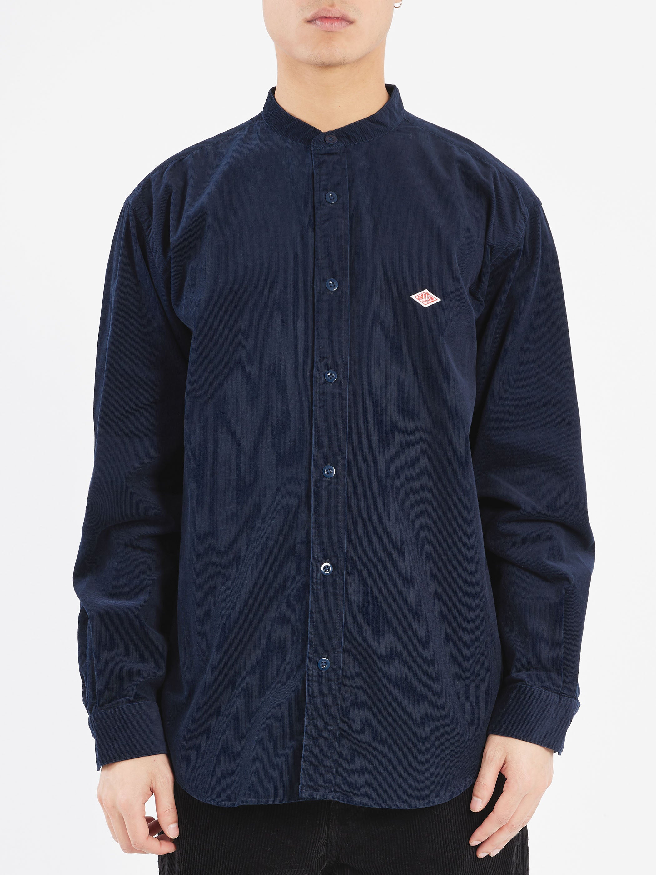 Corduroy Band Collar Shirt