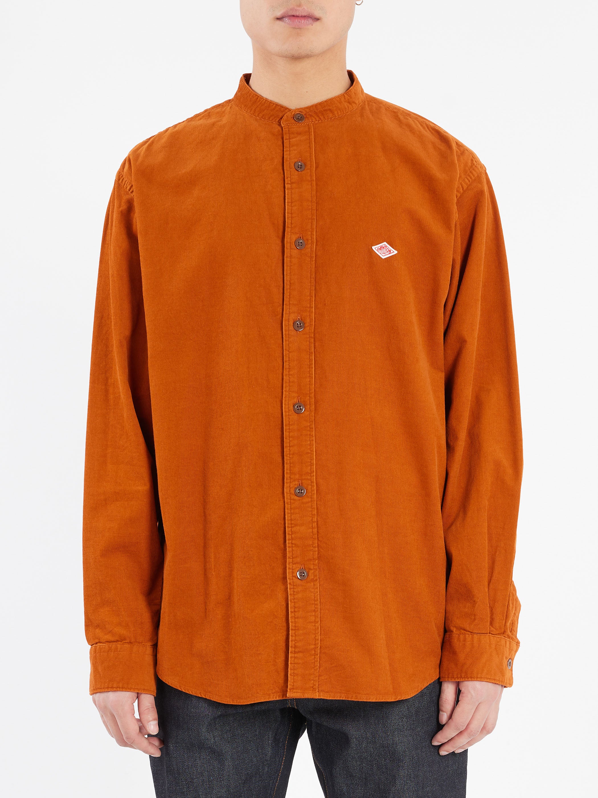 Corduroy Band Collar Shirt