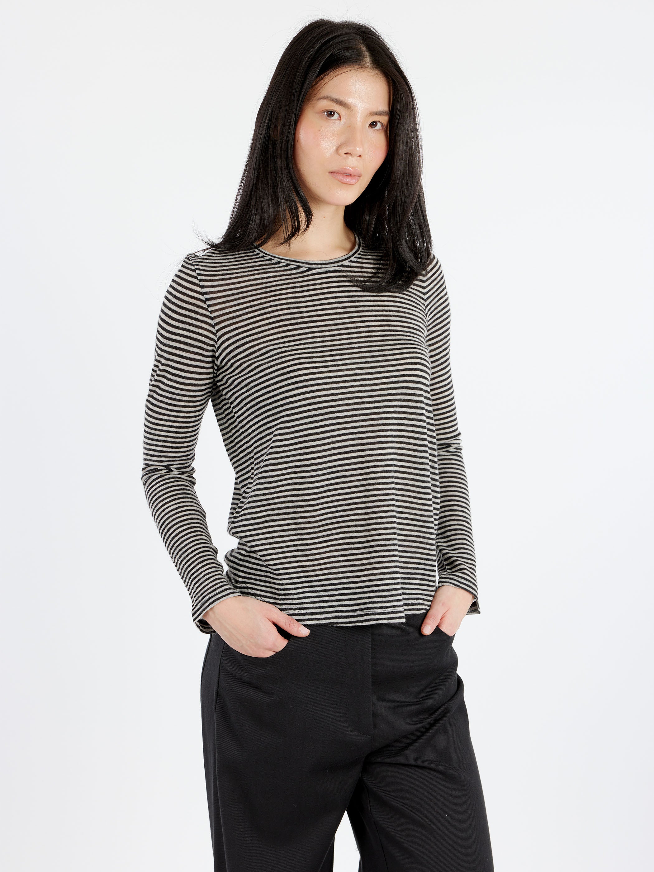 Long-Sleeved Striped Jersey T-Shirt