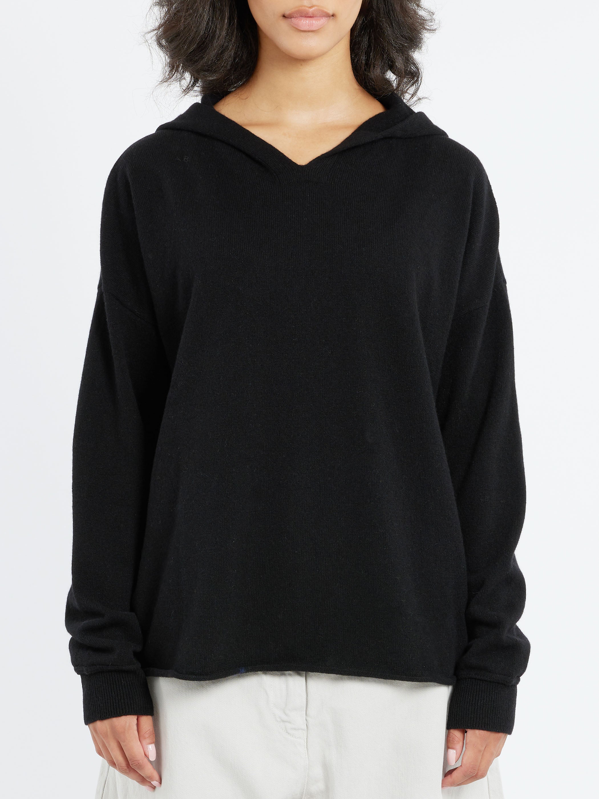 MJ Watson Cashmere Blend Hoodie in Black Black S