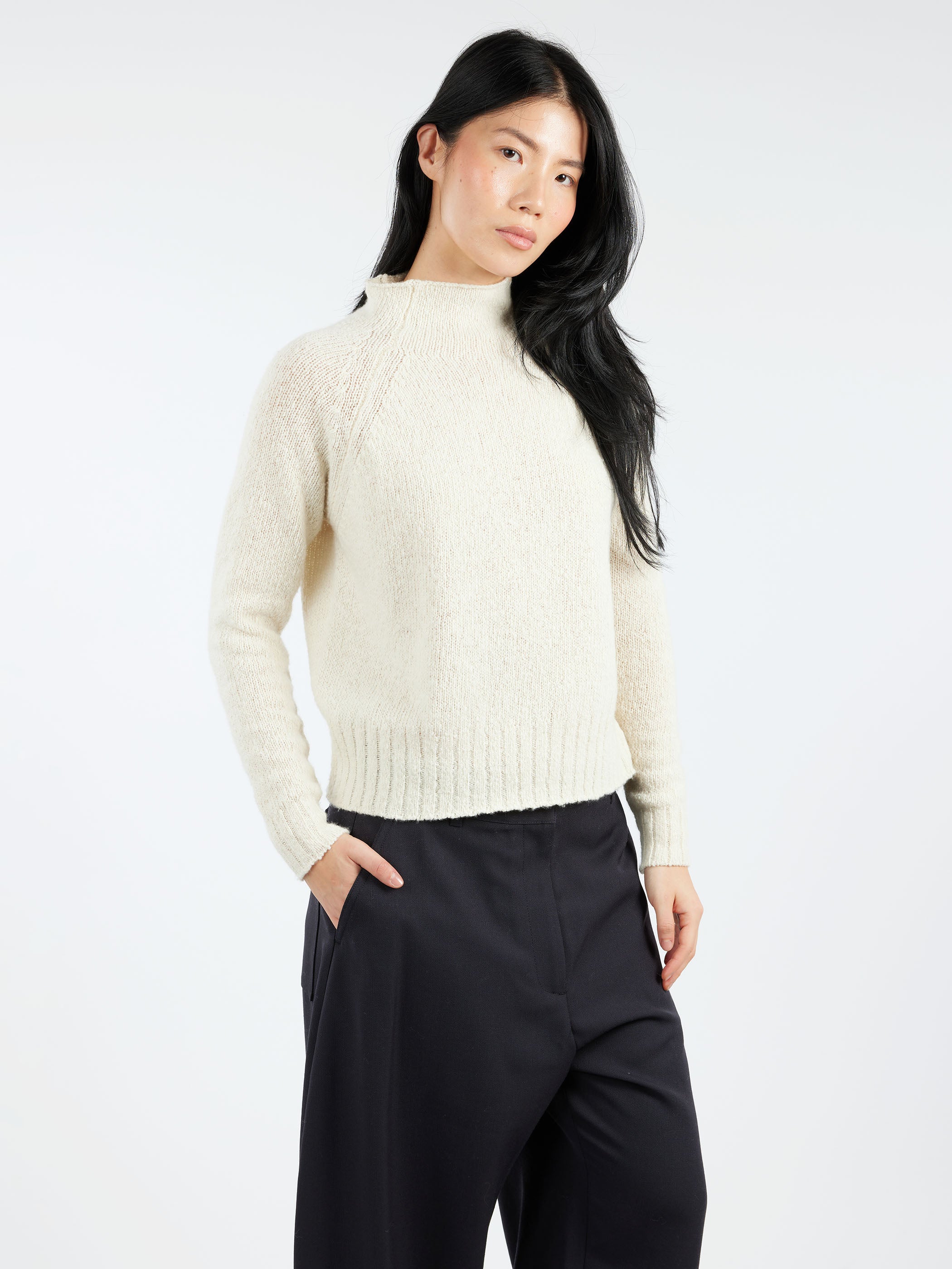 MJ Watson Donegal Tweed Sweater in Natural NATURAL L