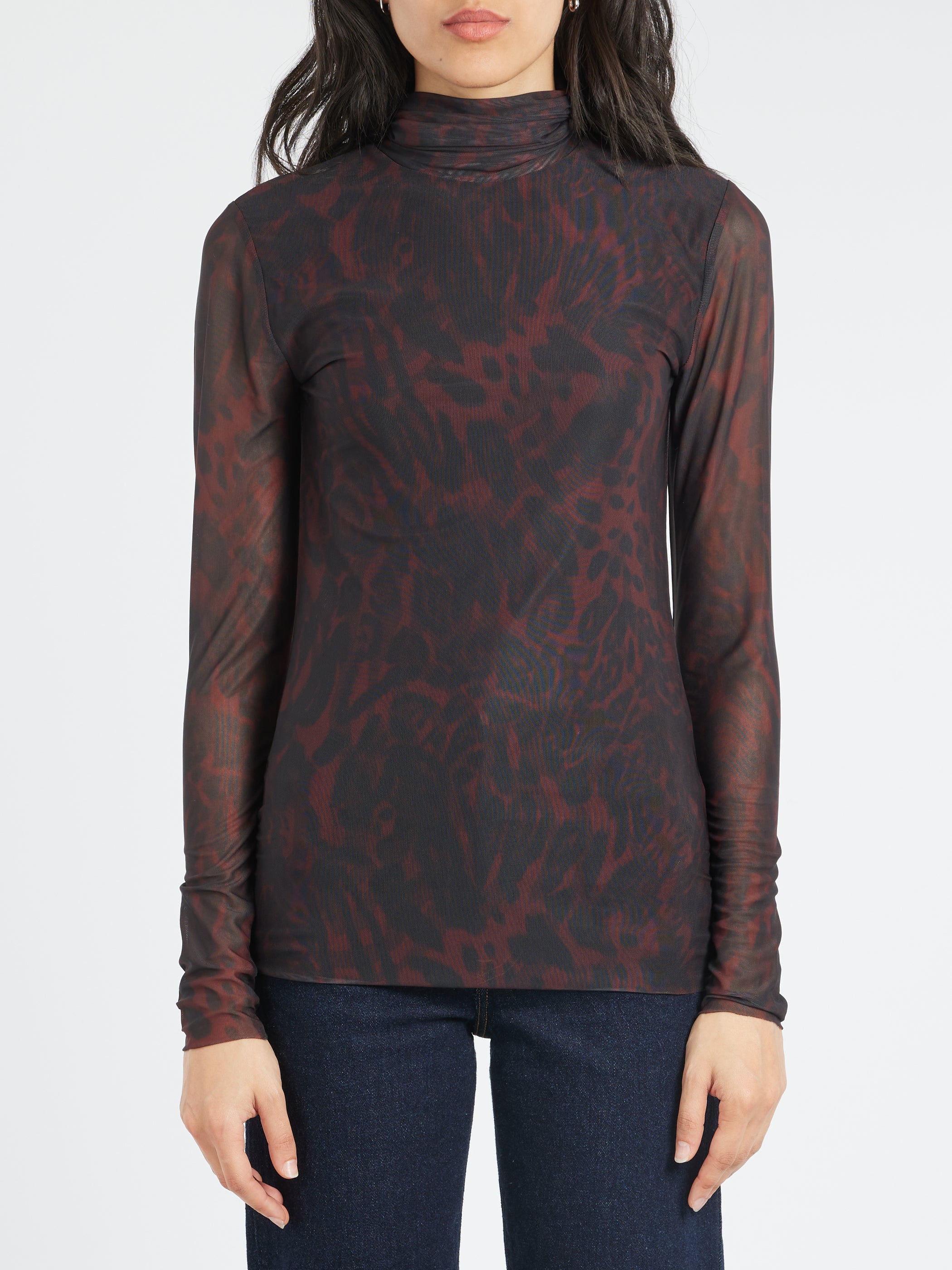 Printed Mesh L/S Rollneck