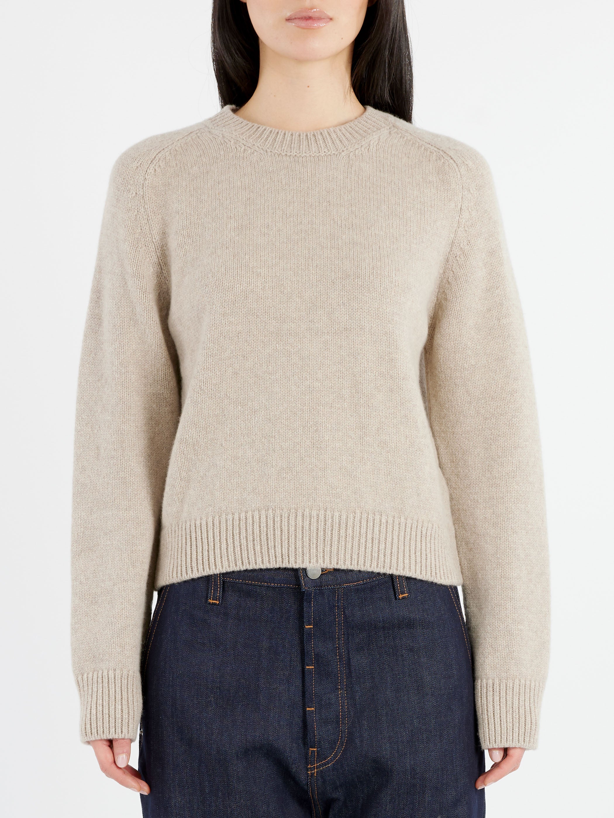 Plain Saddle Sleeve Crewneck