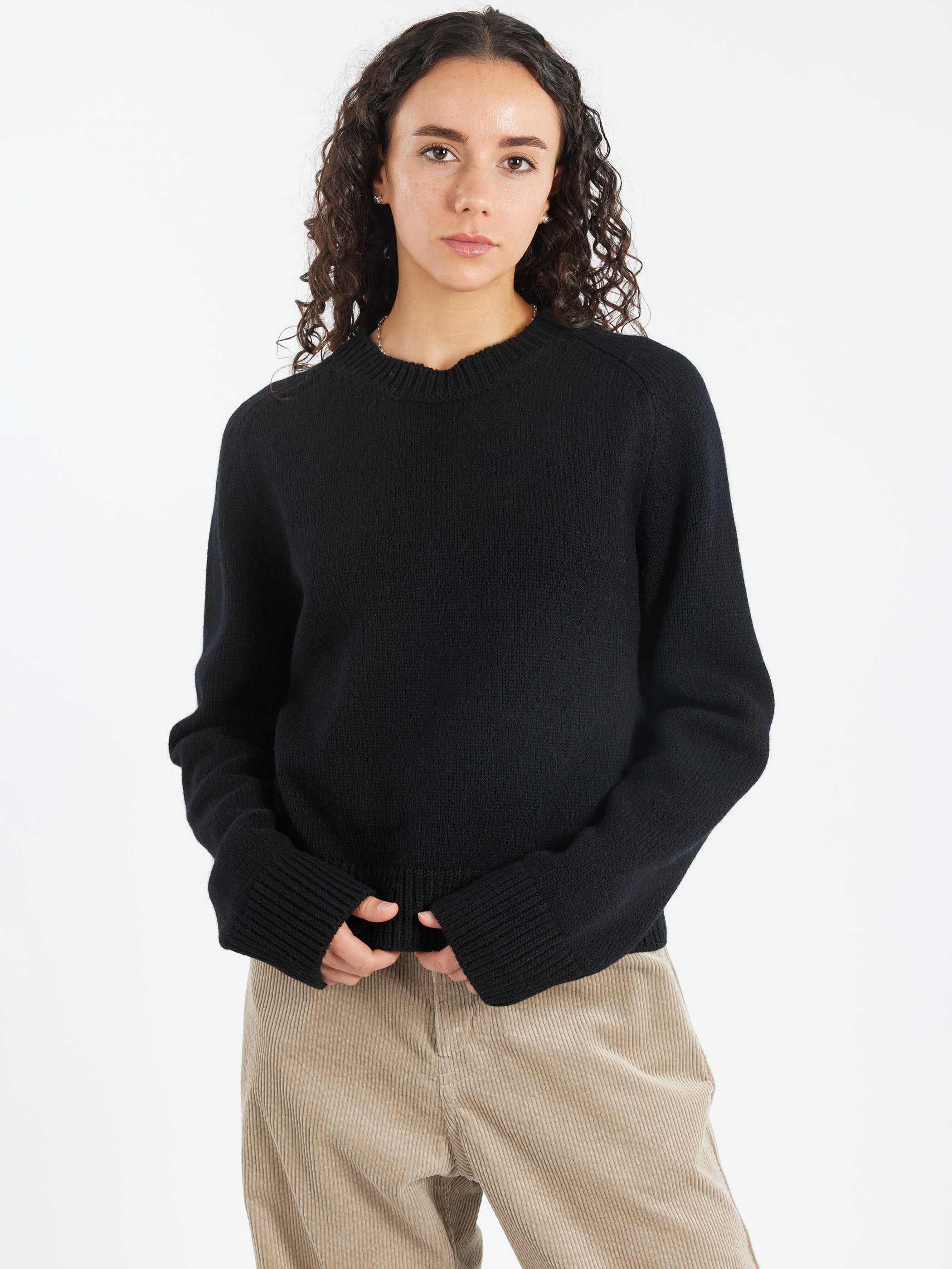 Plain Saddle Sleeve Crewneck