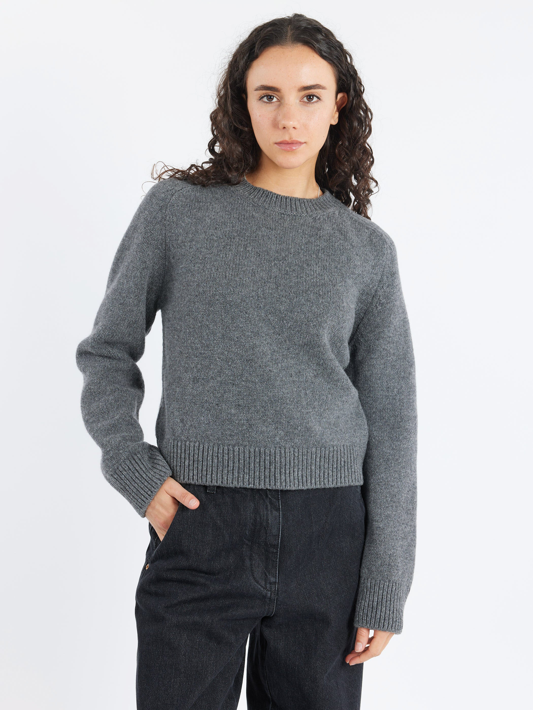 Plain Saddle Sleeve Crewneck