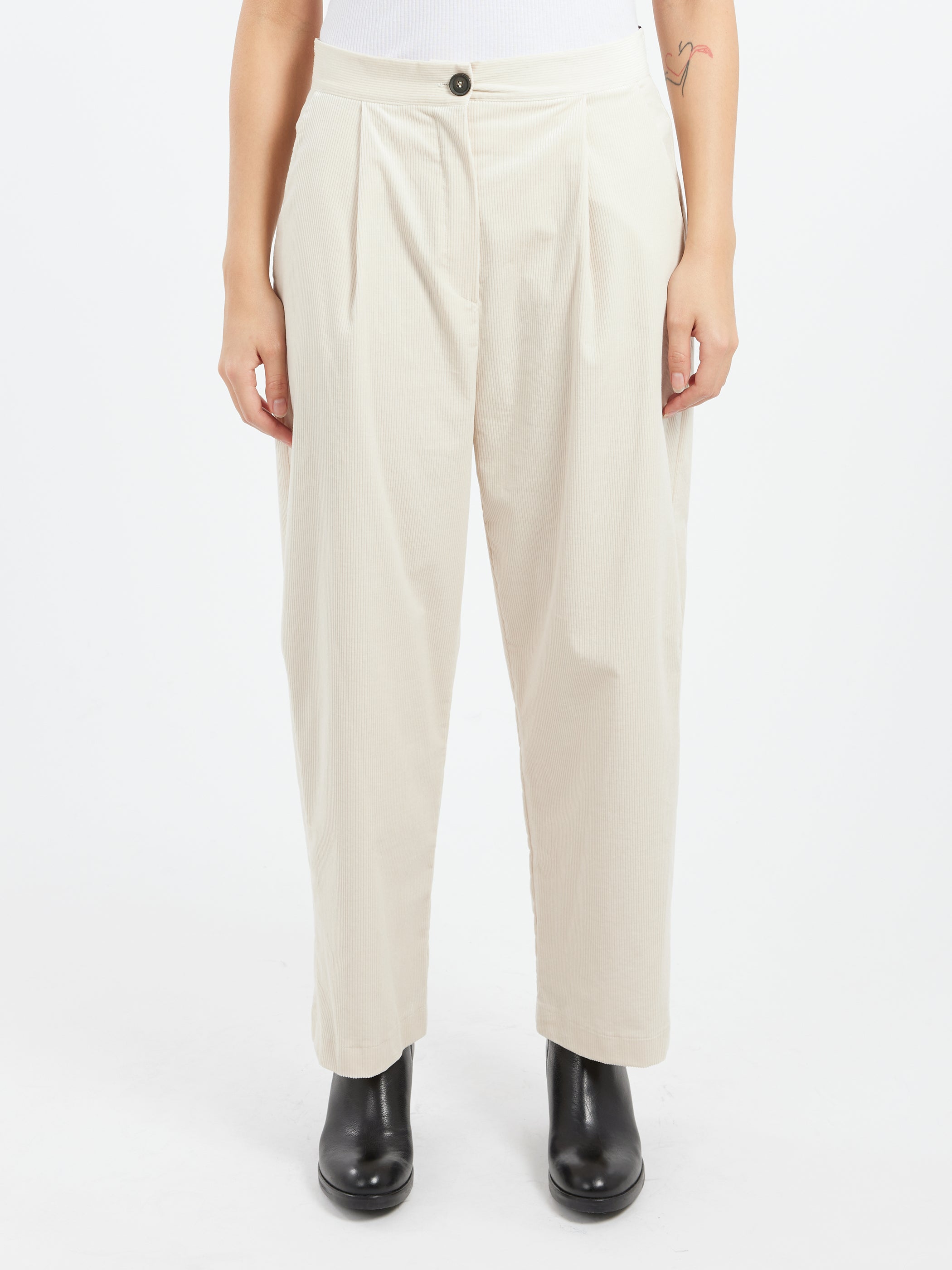 Cord Pants with Pleats