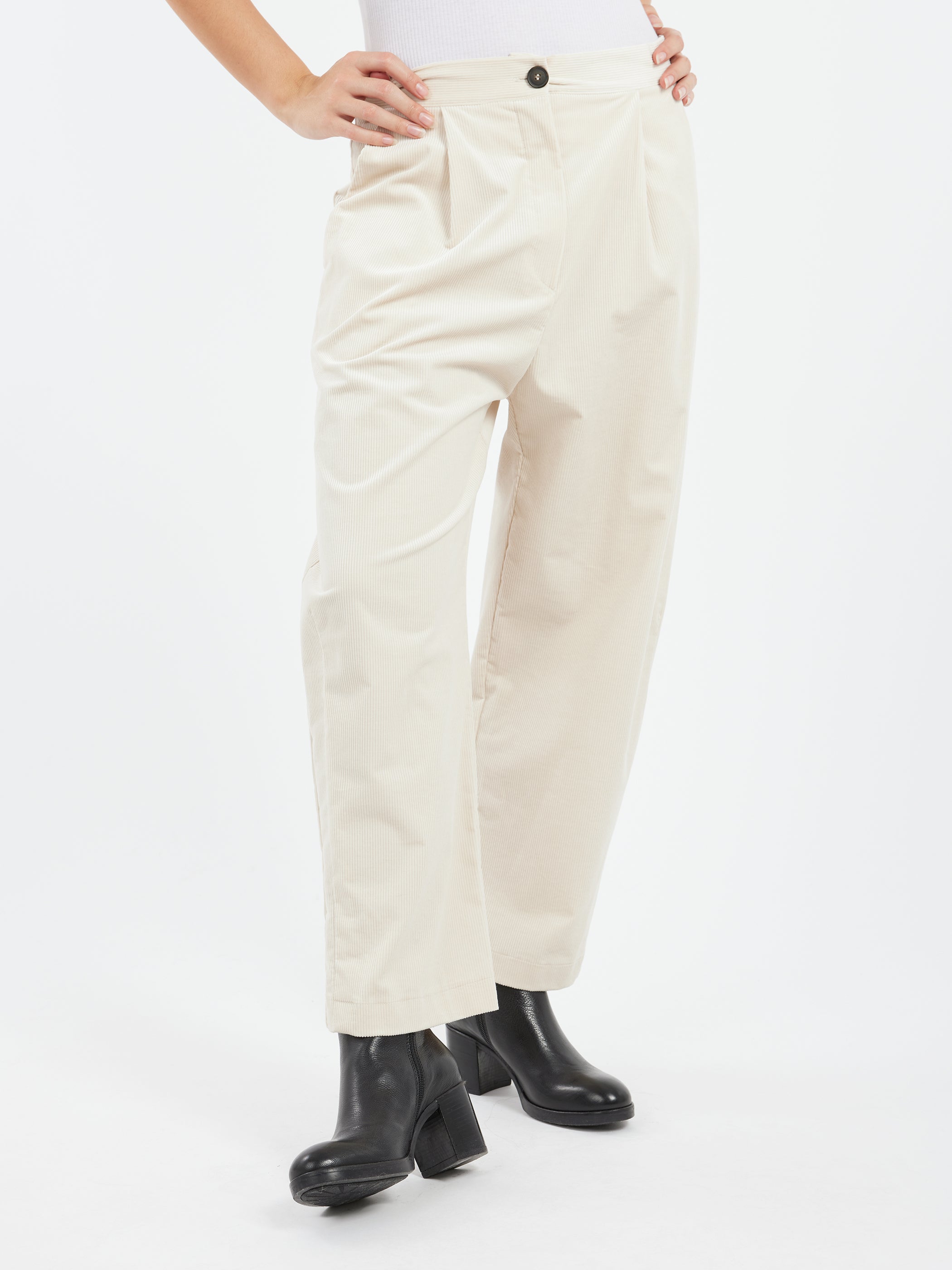 Cord Pants with Pleats