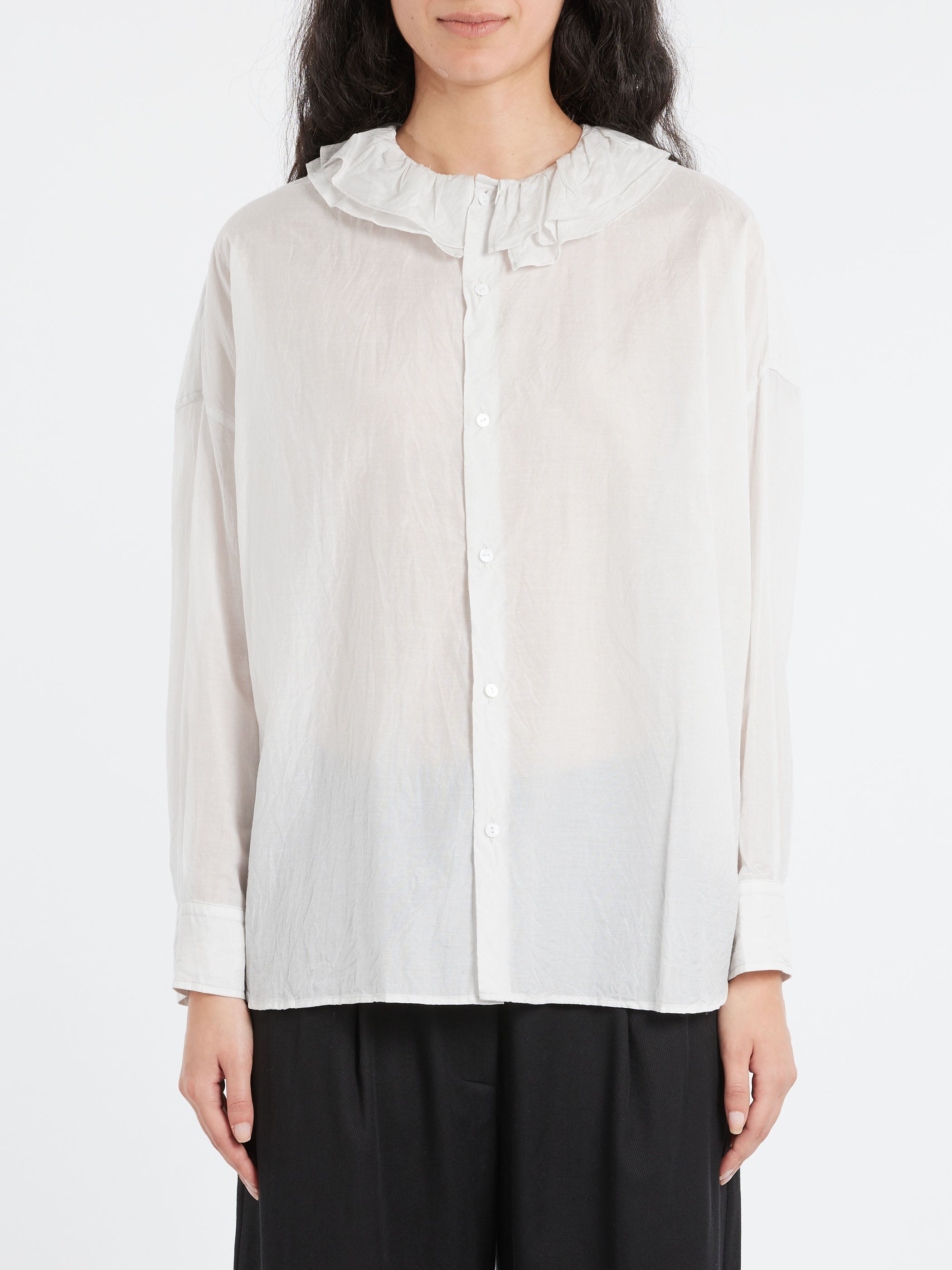 Ruffle Collar Baggy Shirt