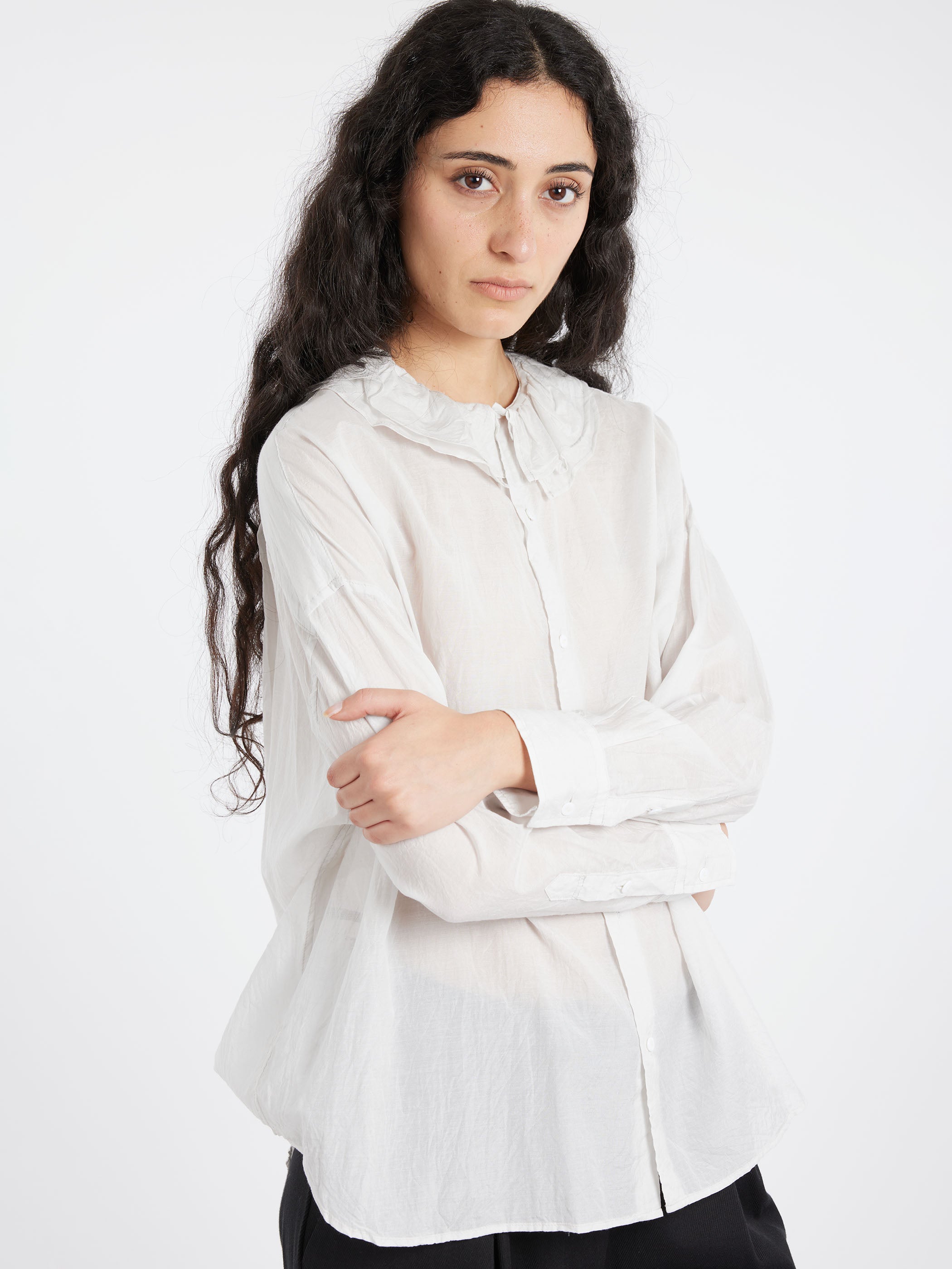 Ruffle Collar Baggy Shirt