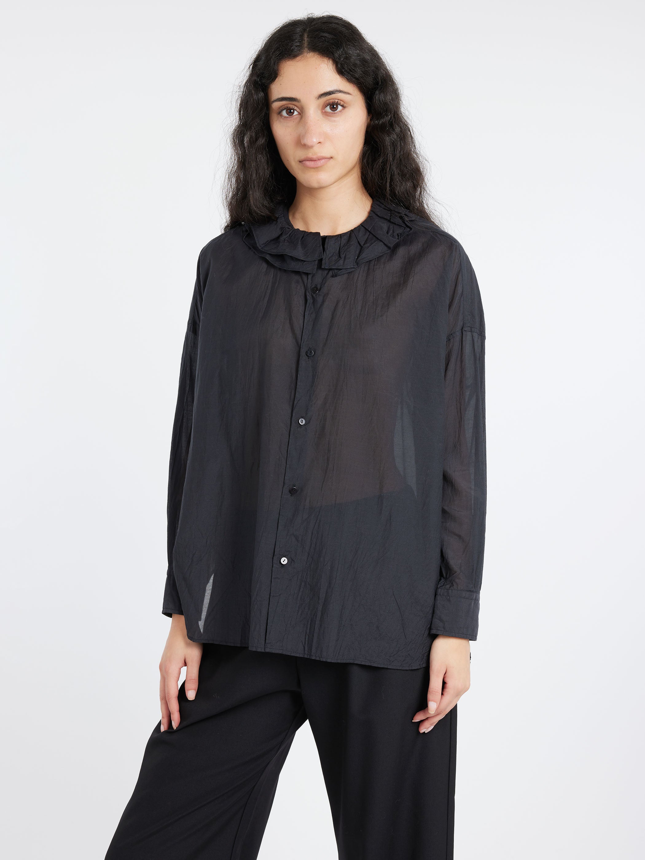 Ruffle Collar Baggy Shirt