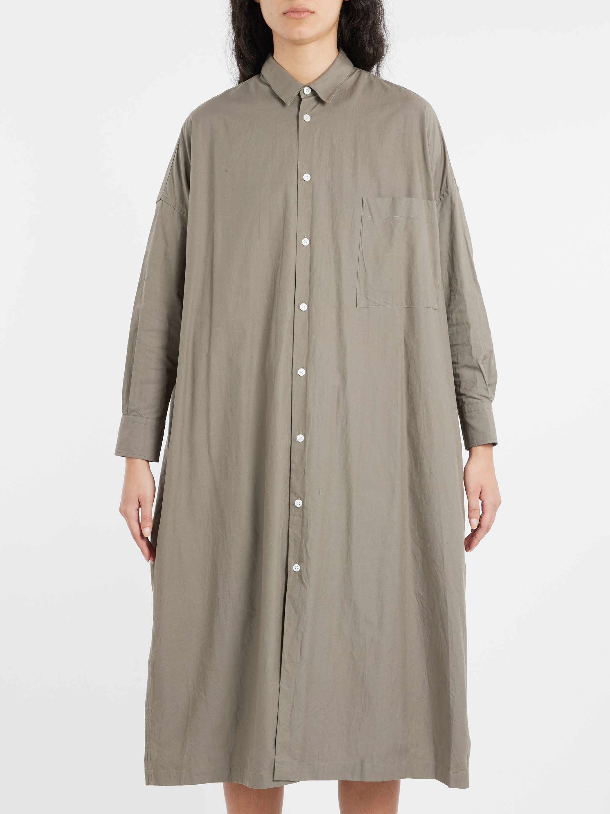 Back Wide Pleated Shirt Dress