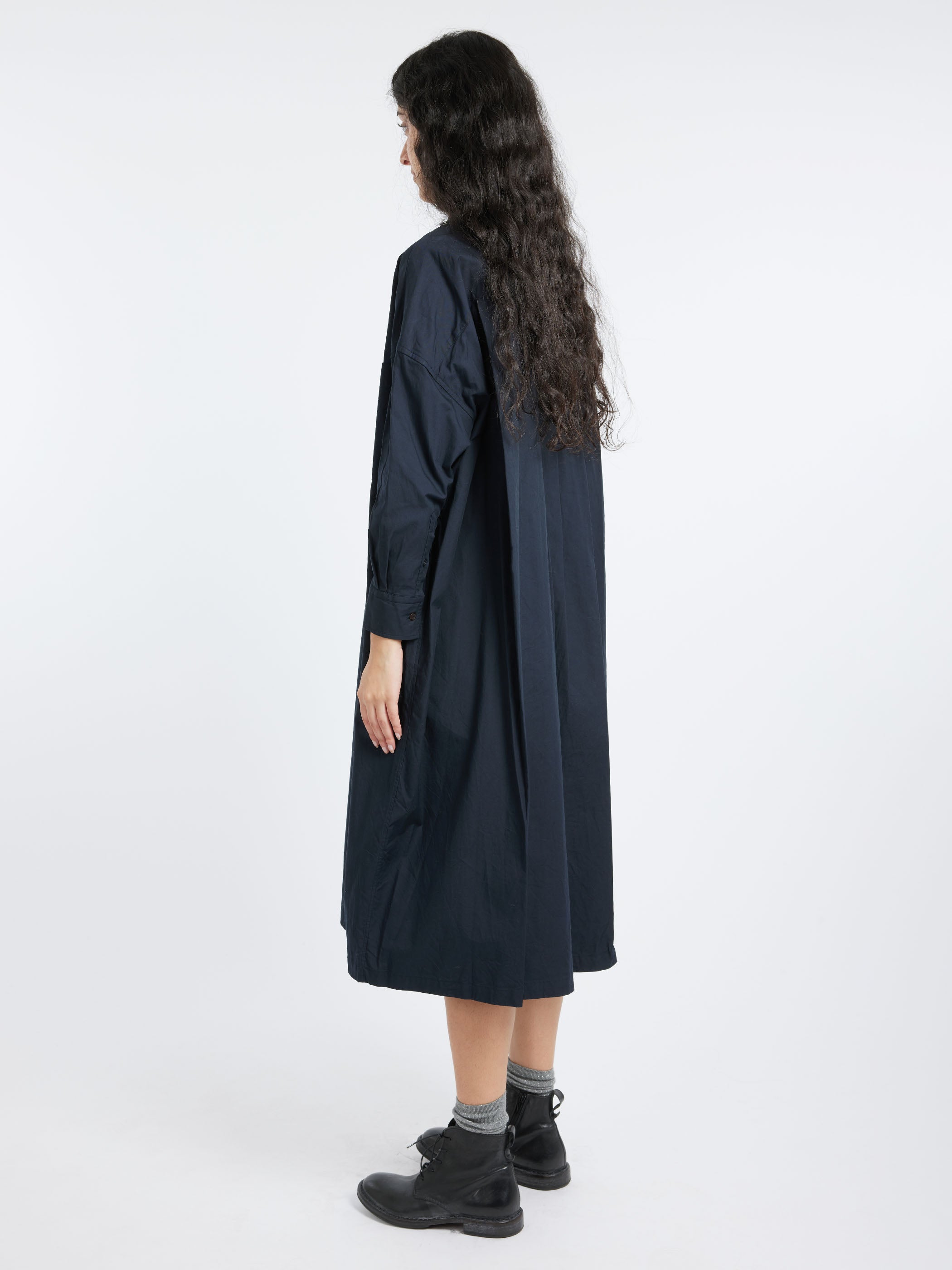 Back Wide Pleated Shirt Dress