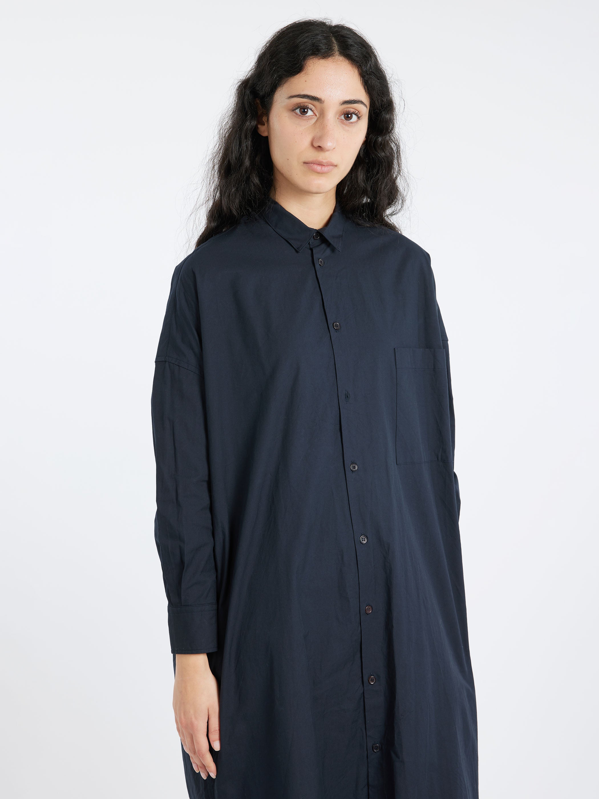 Back Wide Pleated Shirt Dress