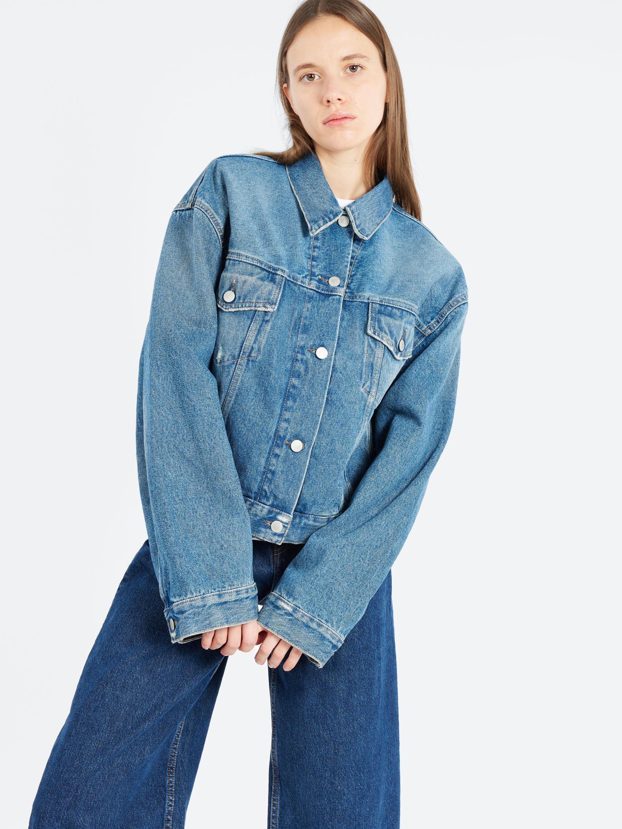 Collared Button-Up Denim Jacket