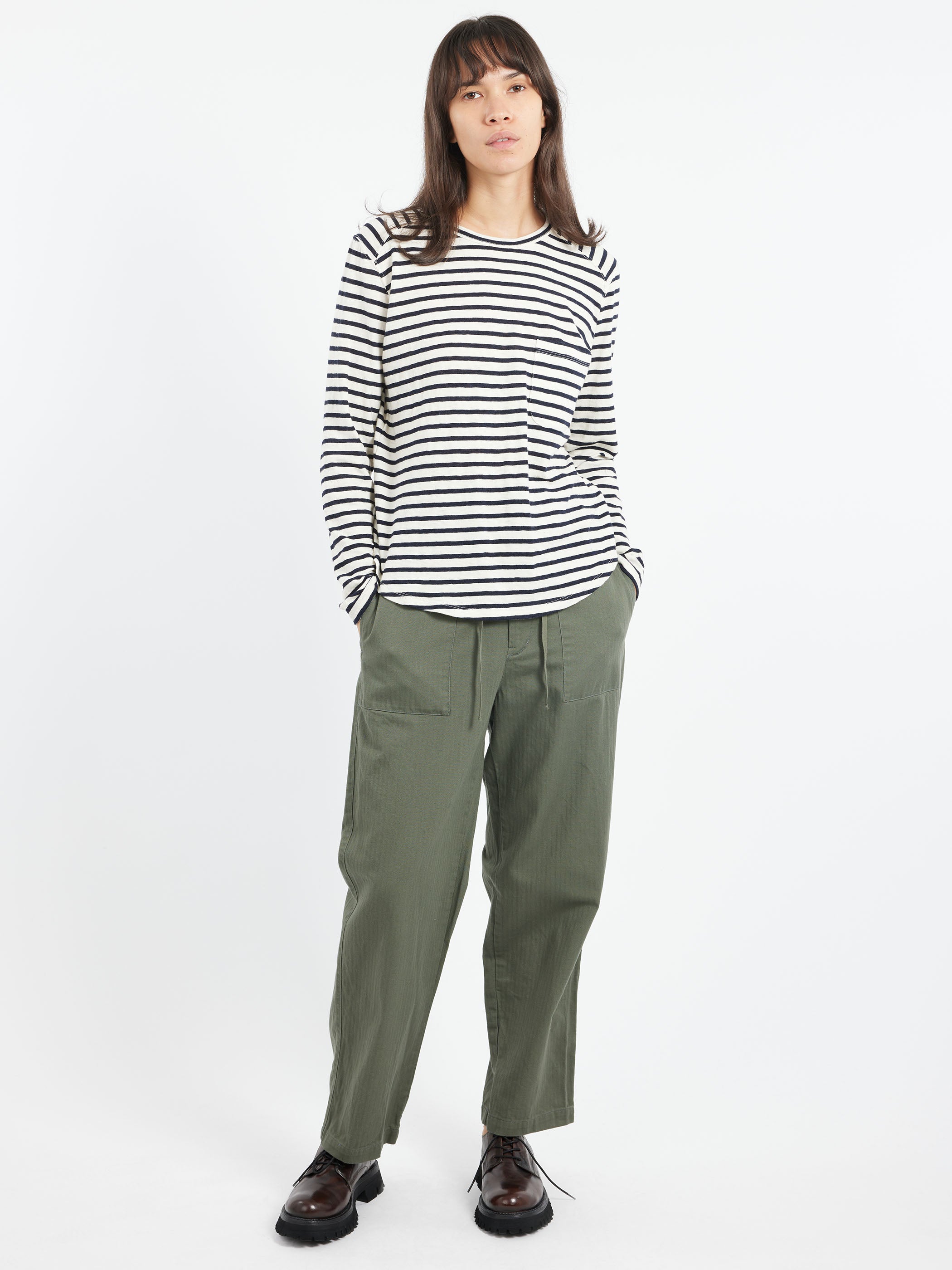 Cotton Herringbone Soft Tapered Pants