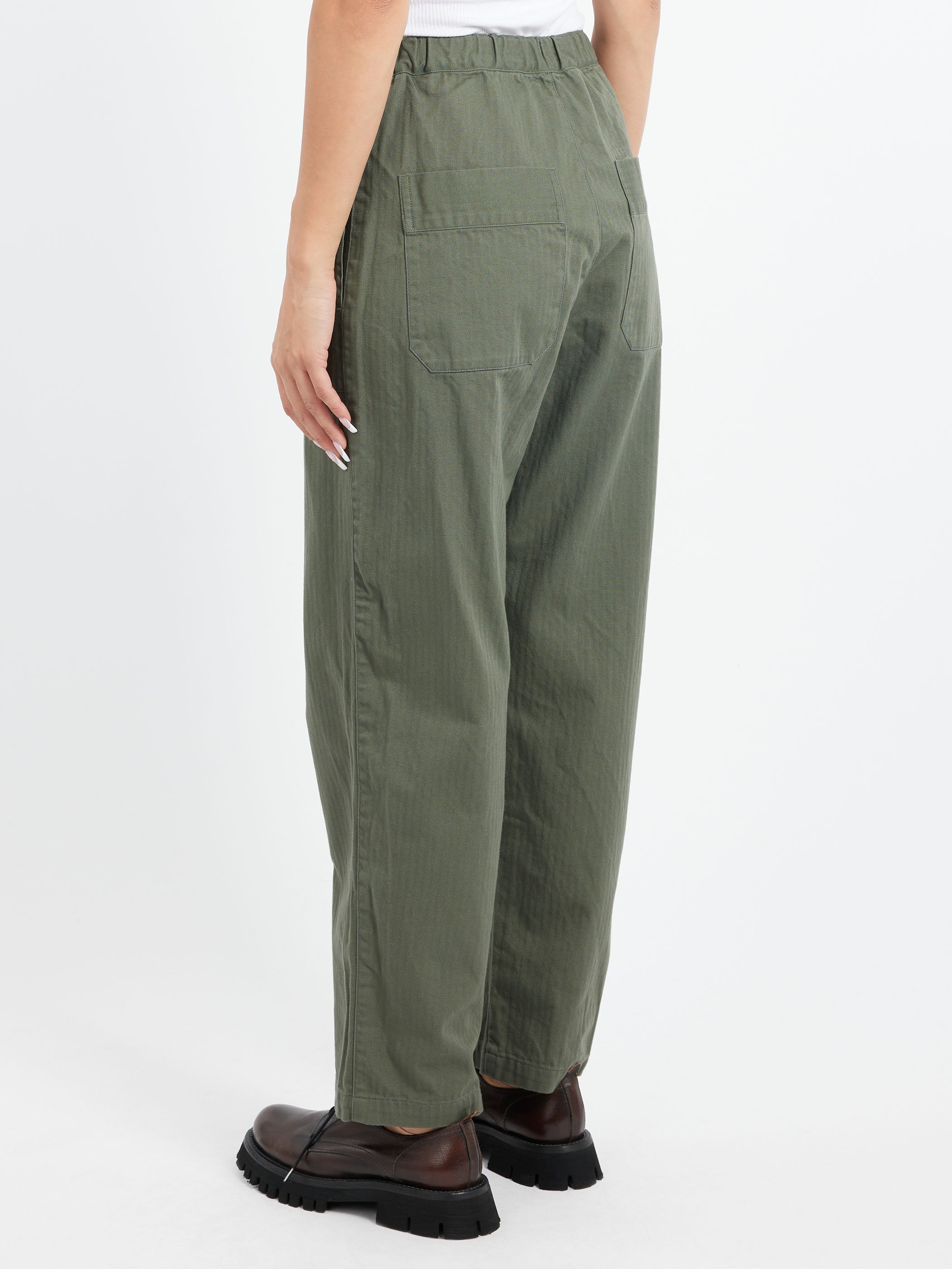 Cotton Herringbone Soft Tapered Pants