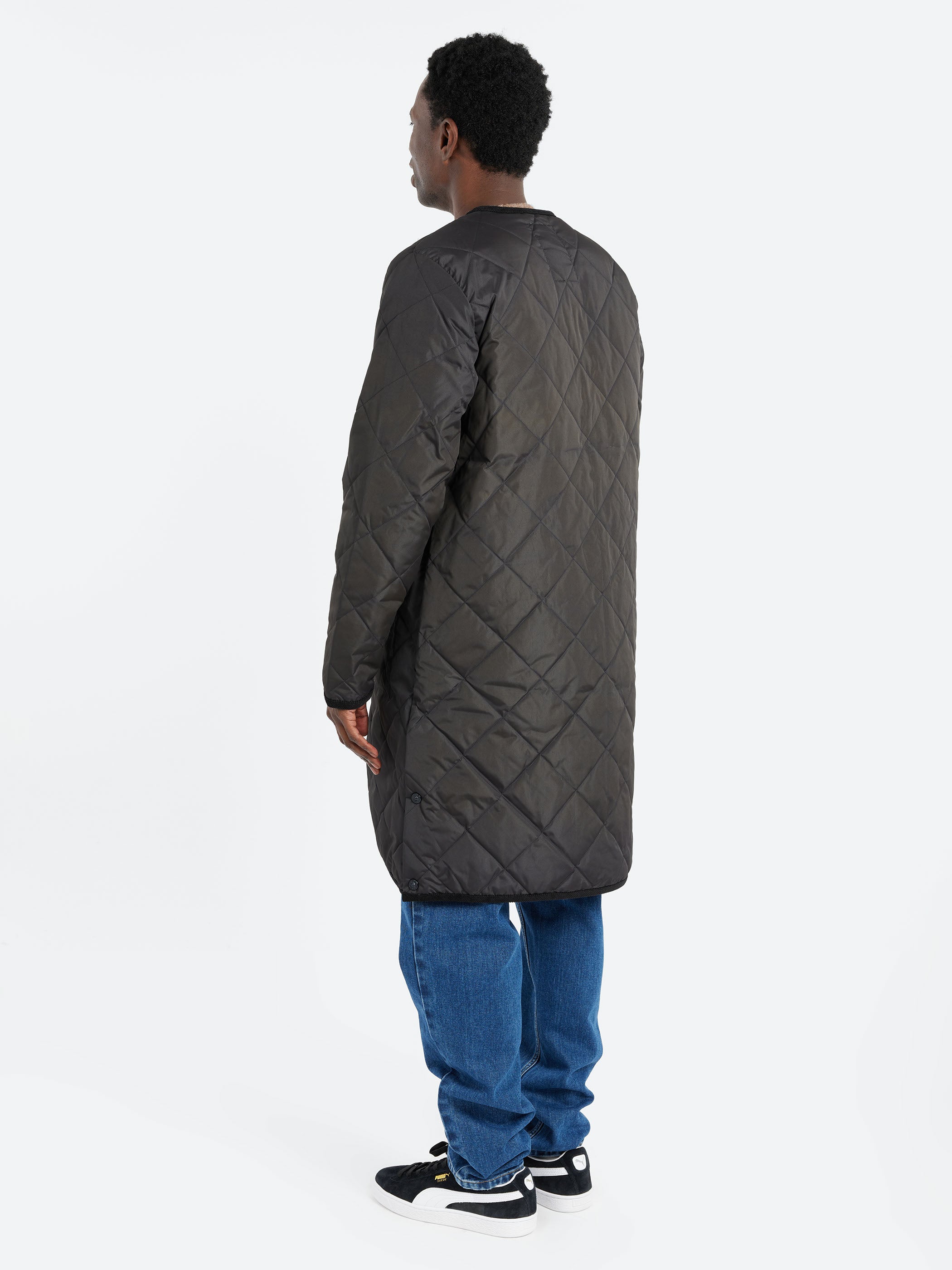 Piping Crew Neck Long Down Coat