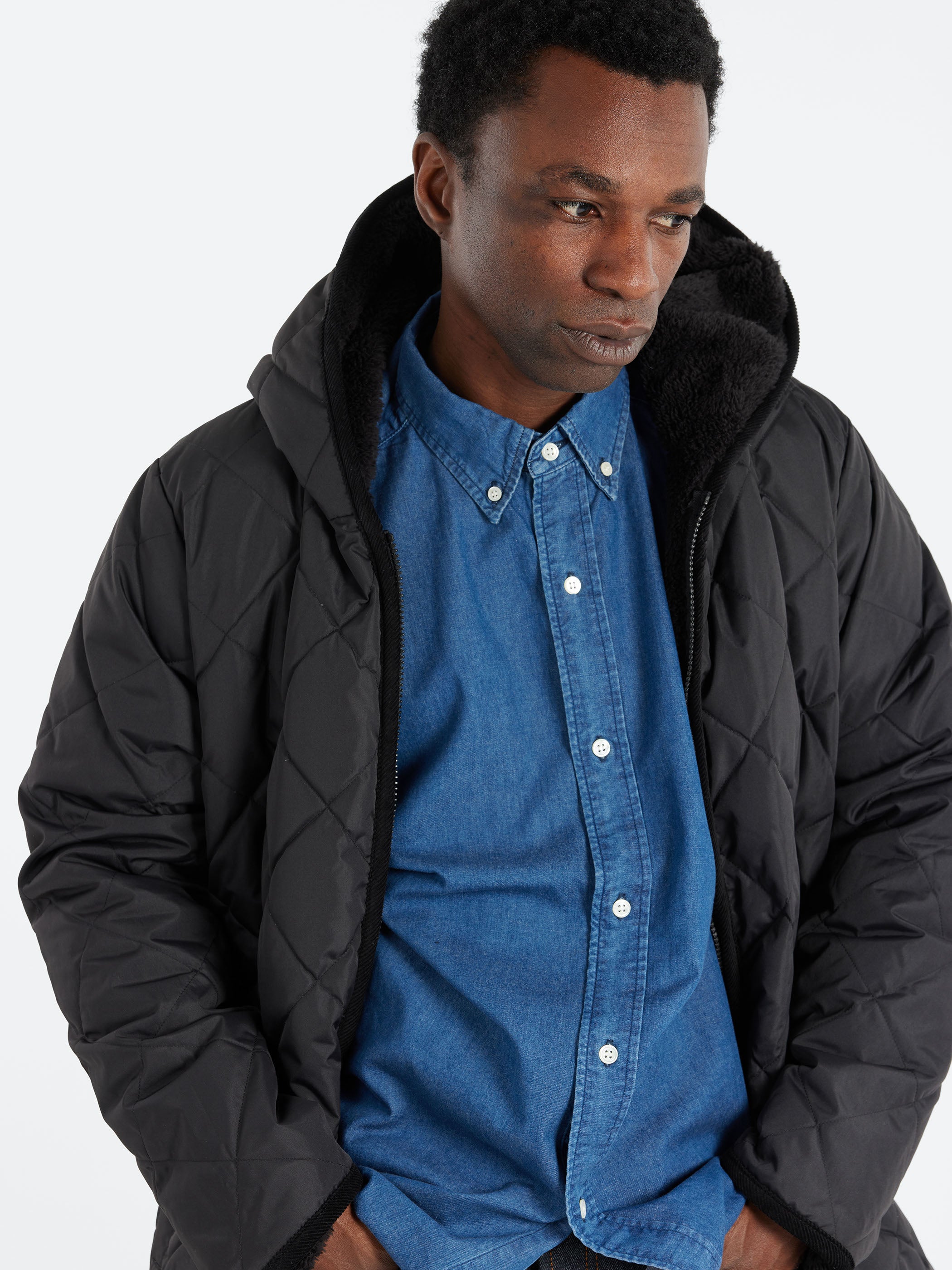 Reversible Piping Hood Long Coat