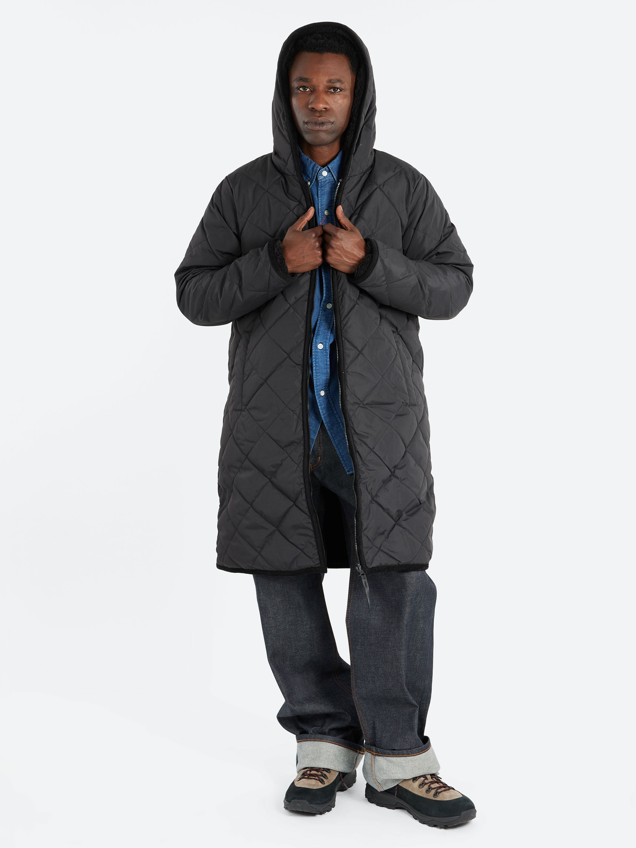 Reversible Piping Hood Long Coat