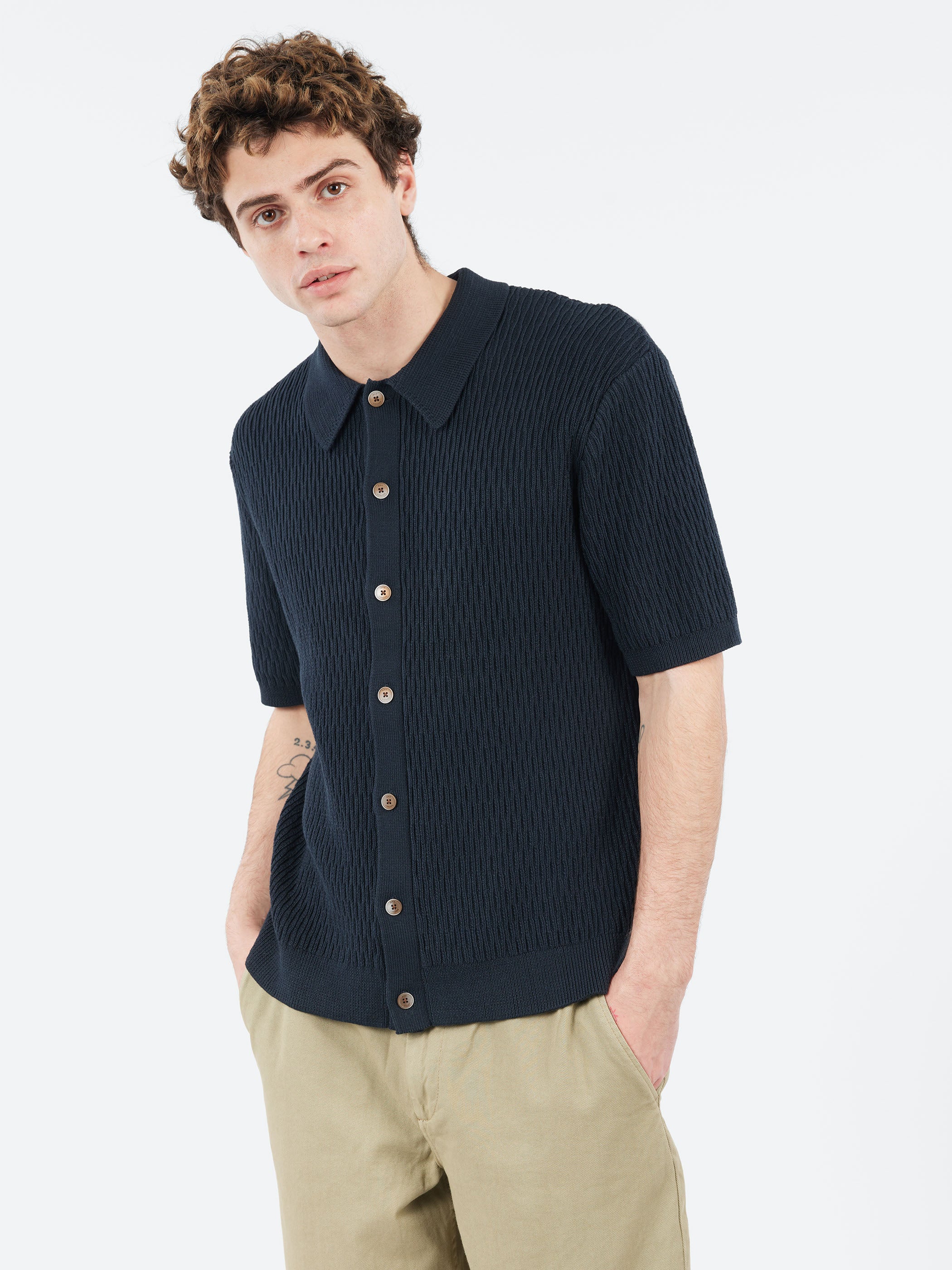 Tellaro Honeycomb Knitted Cotton Polo Shirt