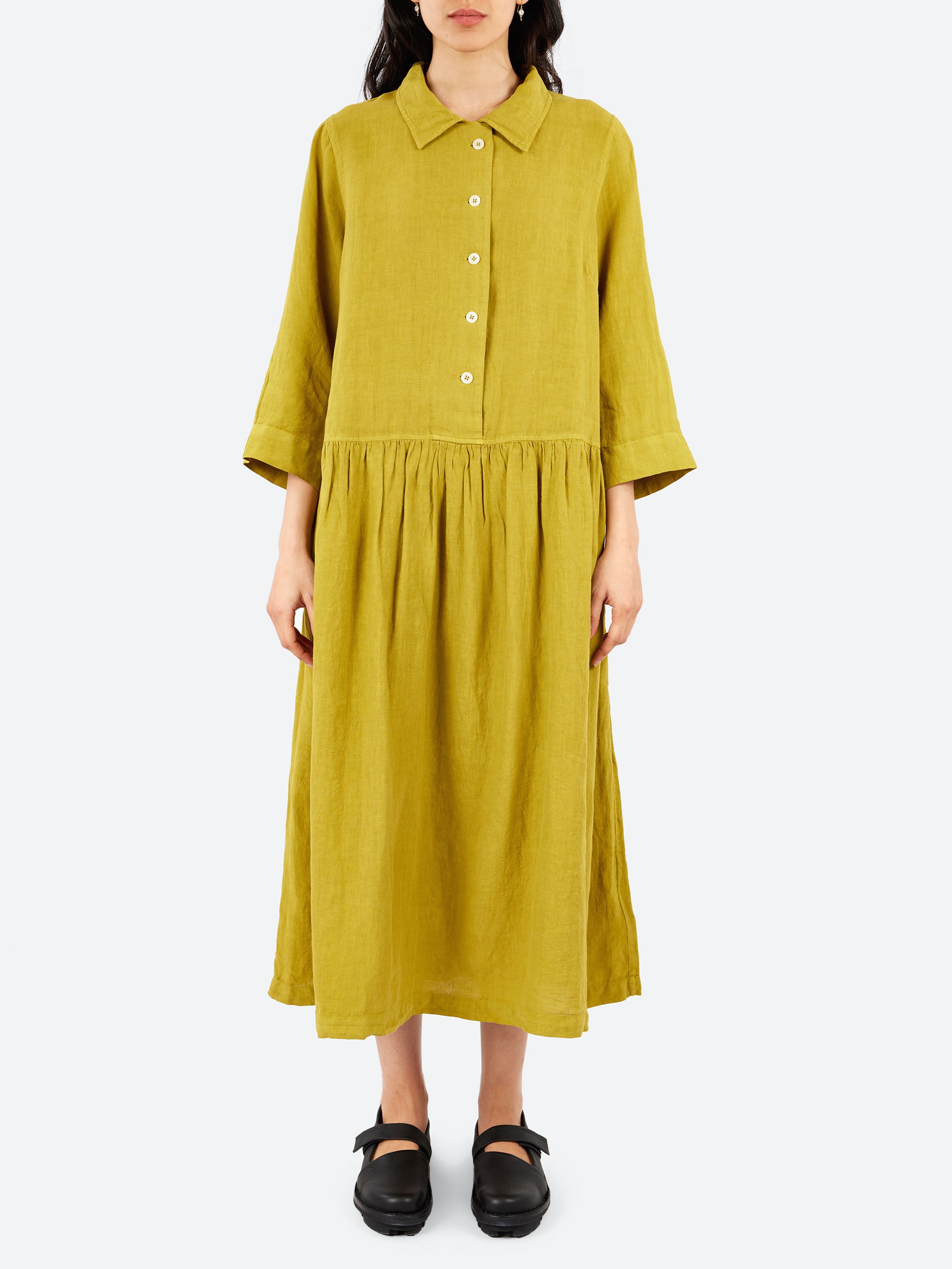 Garment Dyed Linen Shirt Dress