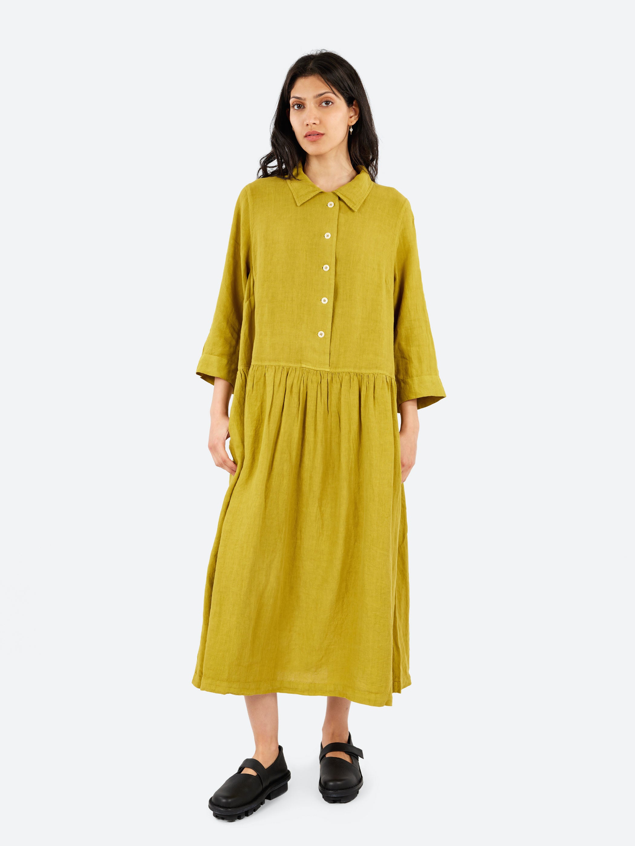 Garment Dyed Linen Shirt Dress