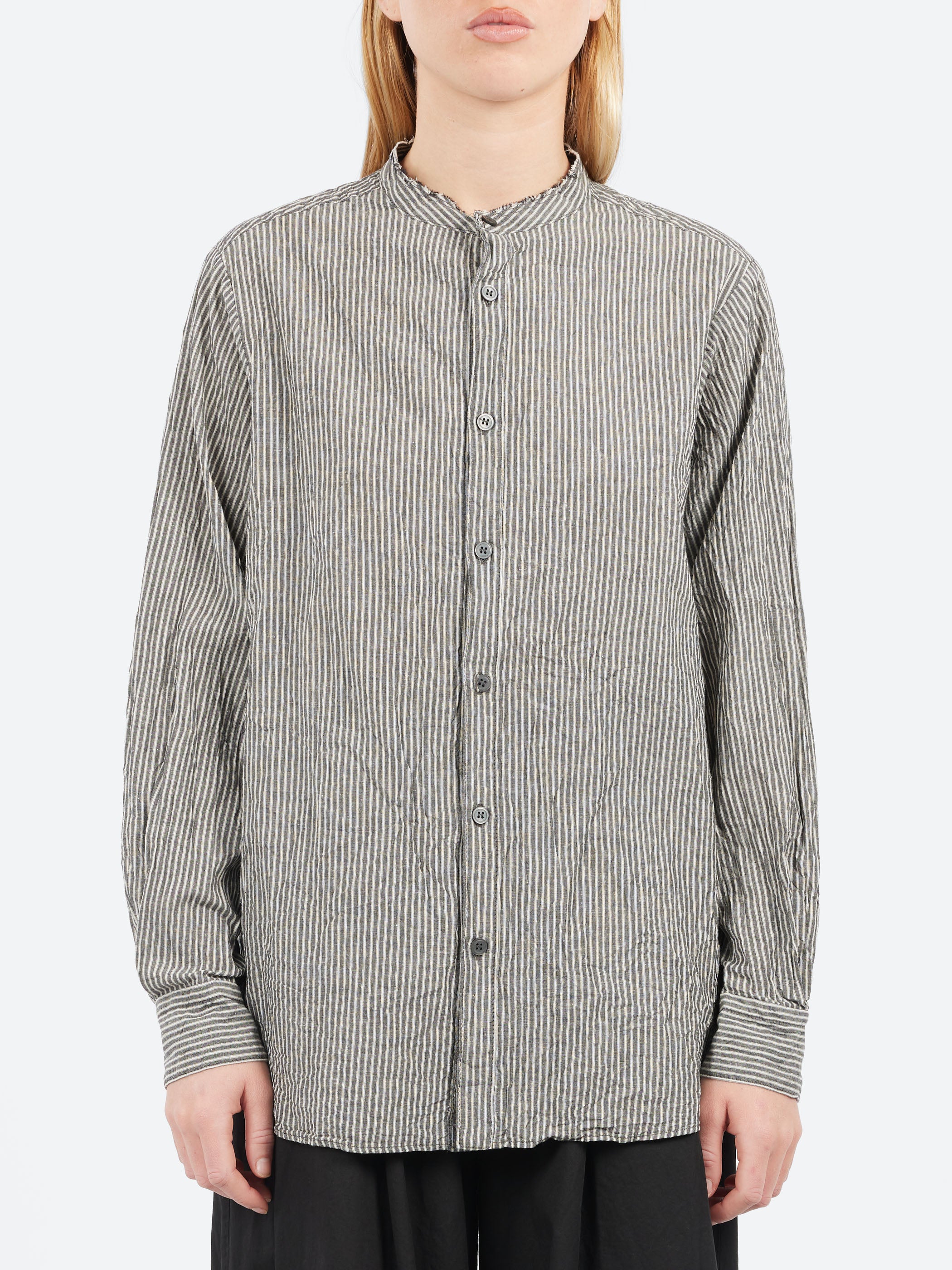 C/L Stripe Stand Collar Shirt