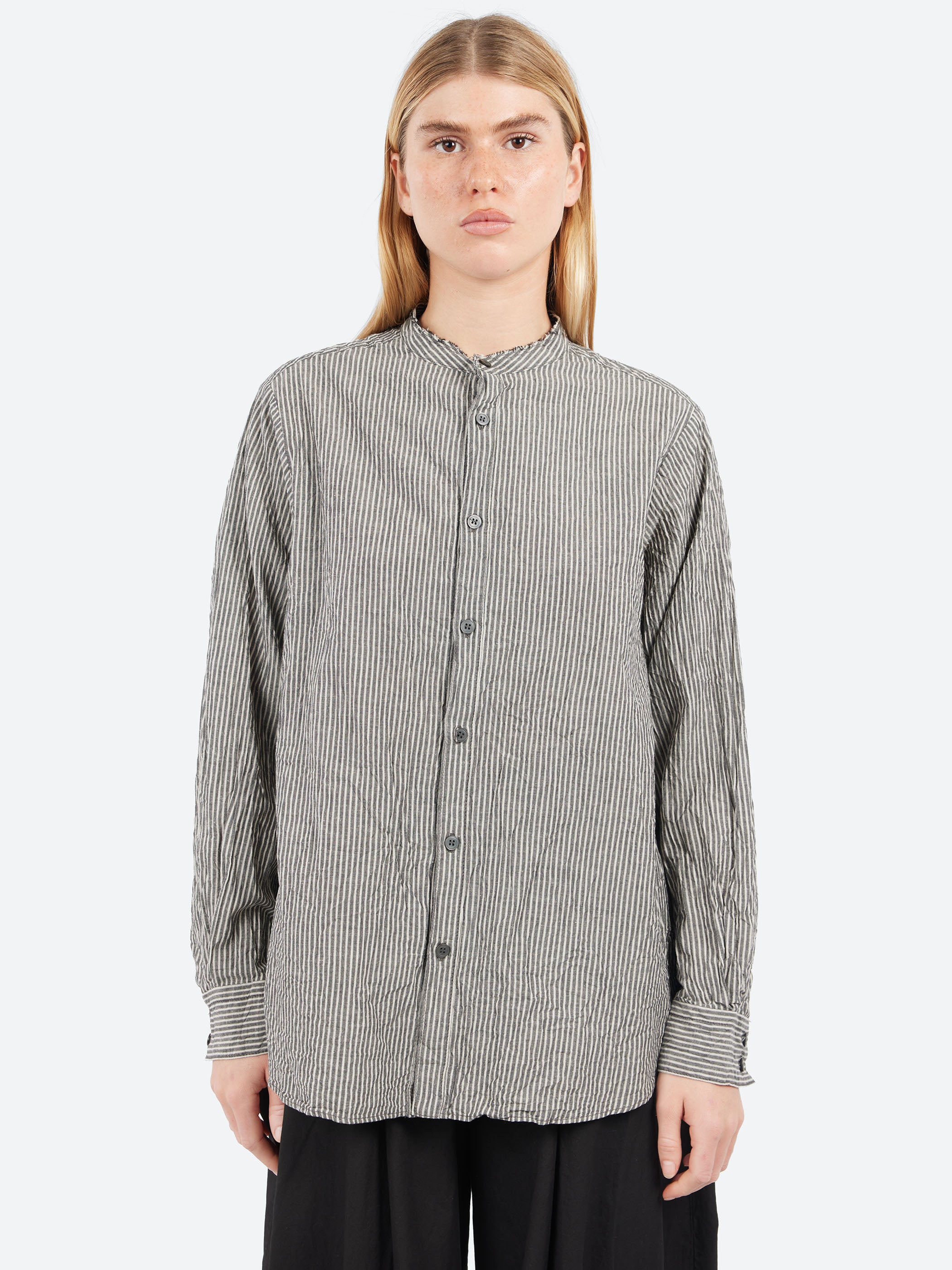 C/L Stripe Stand Collar Shirt