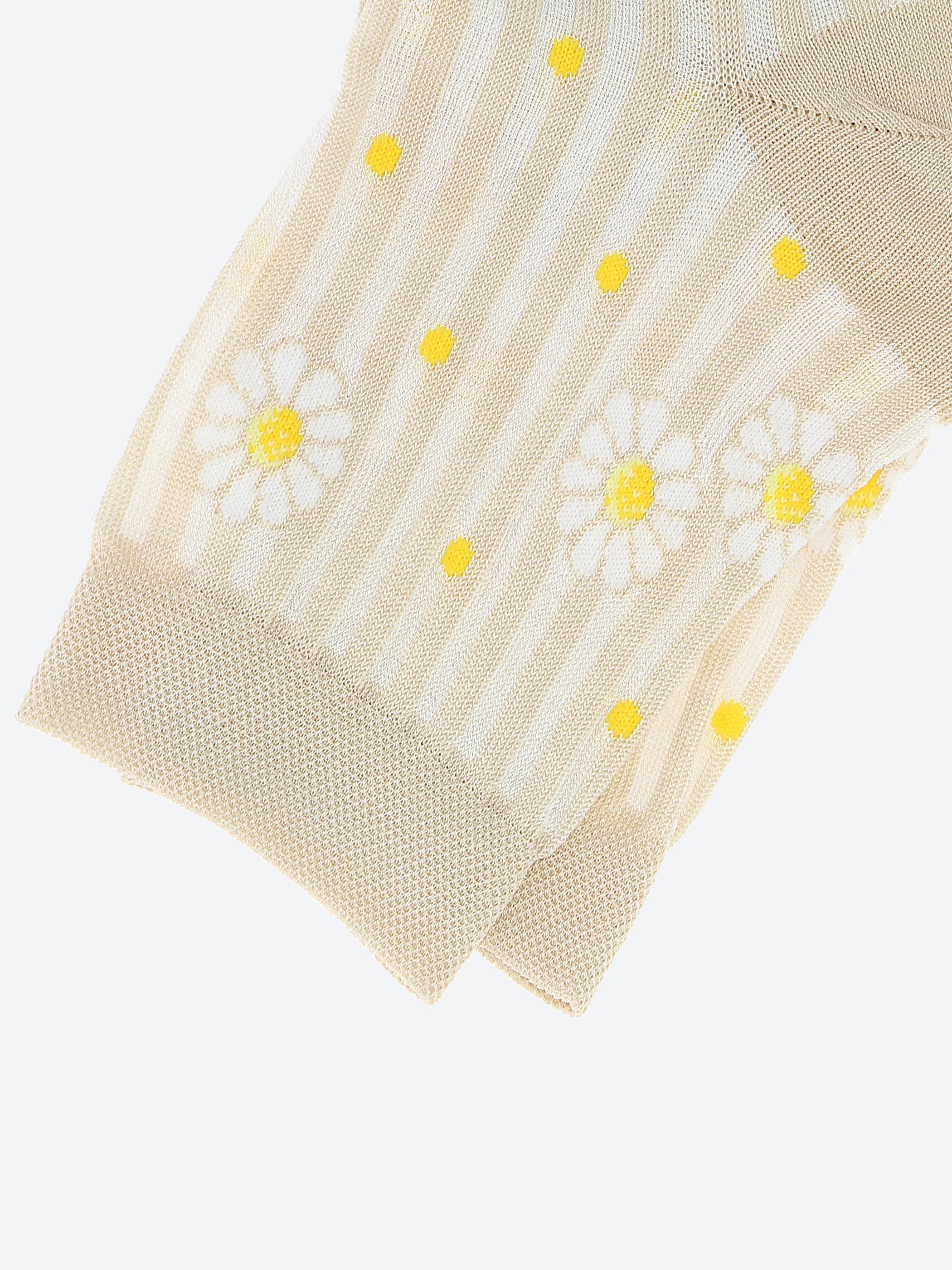 Short Lisle Yarn Daisy Striped Socks