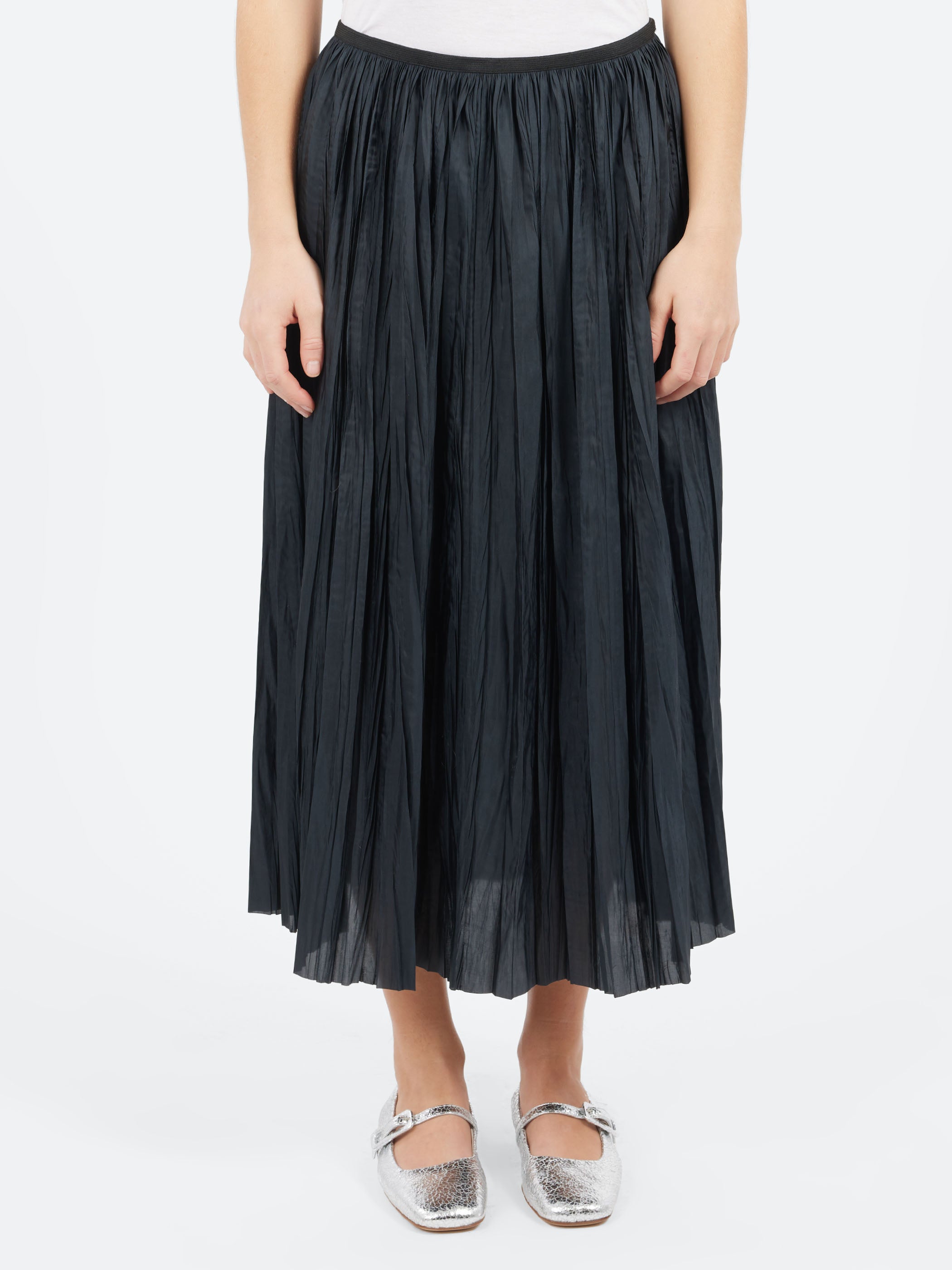 Plisse Midi Skirt