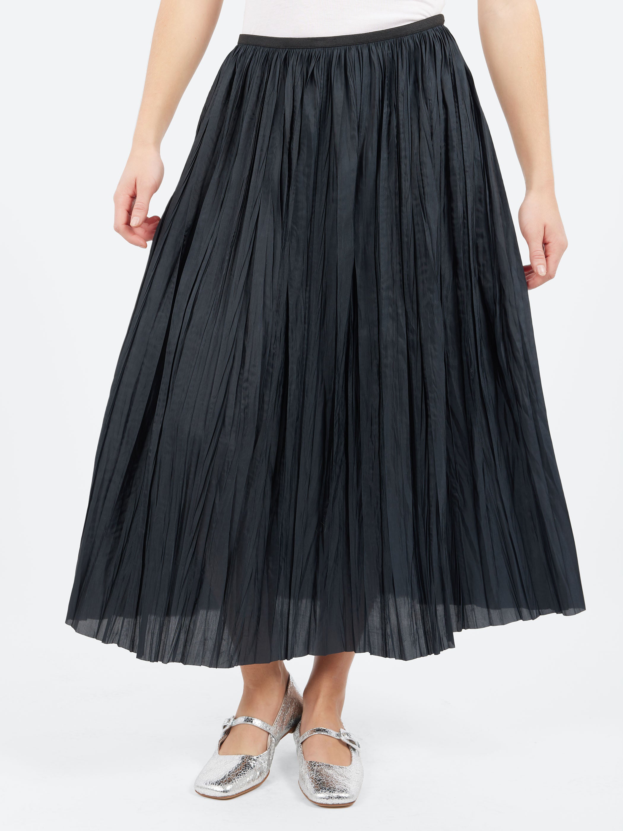 Plisse Midi Skirt