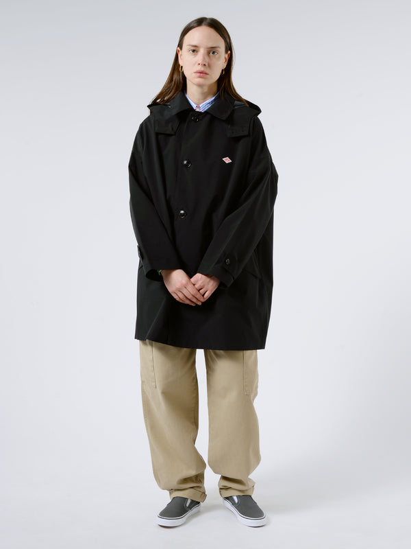 Danton - Women's 3 Layer Cloth Hooded Balmacaan Coat in Black