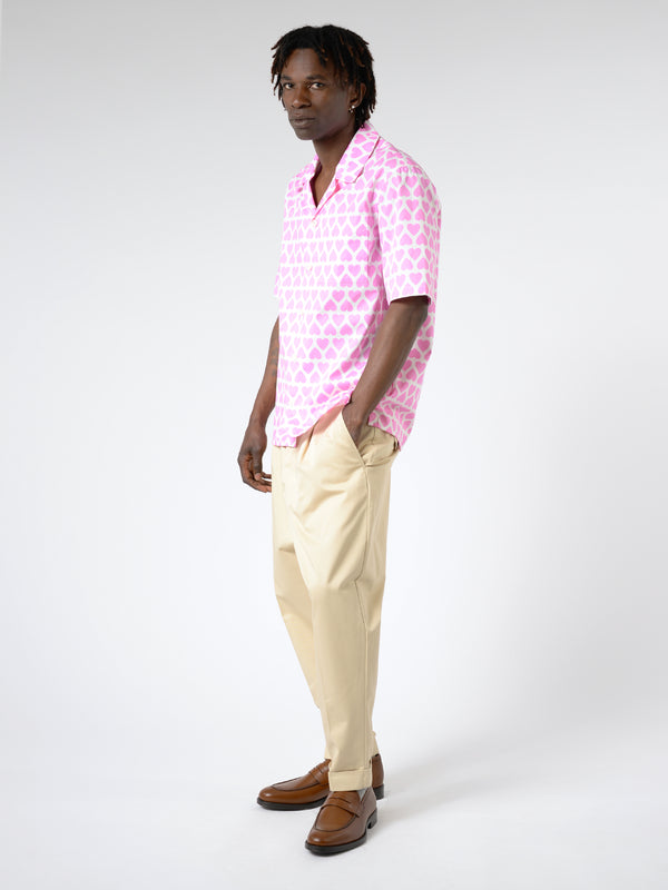 AMI Paris - Camp Collar Shirt in Candy Pink and White – gravitypope
