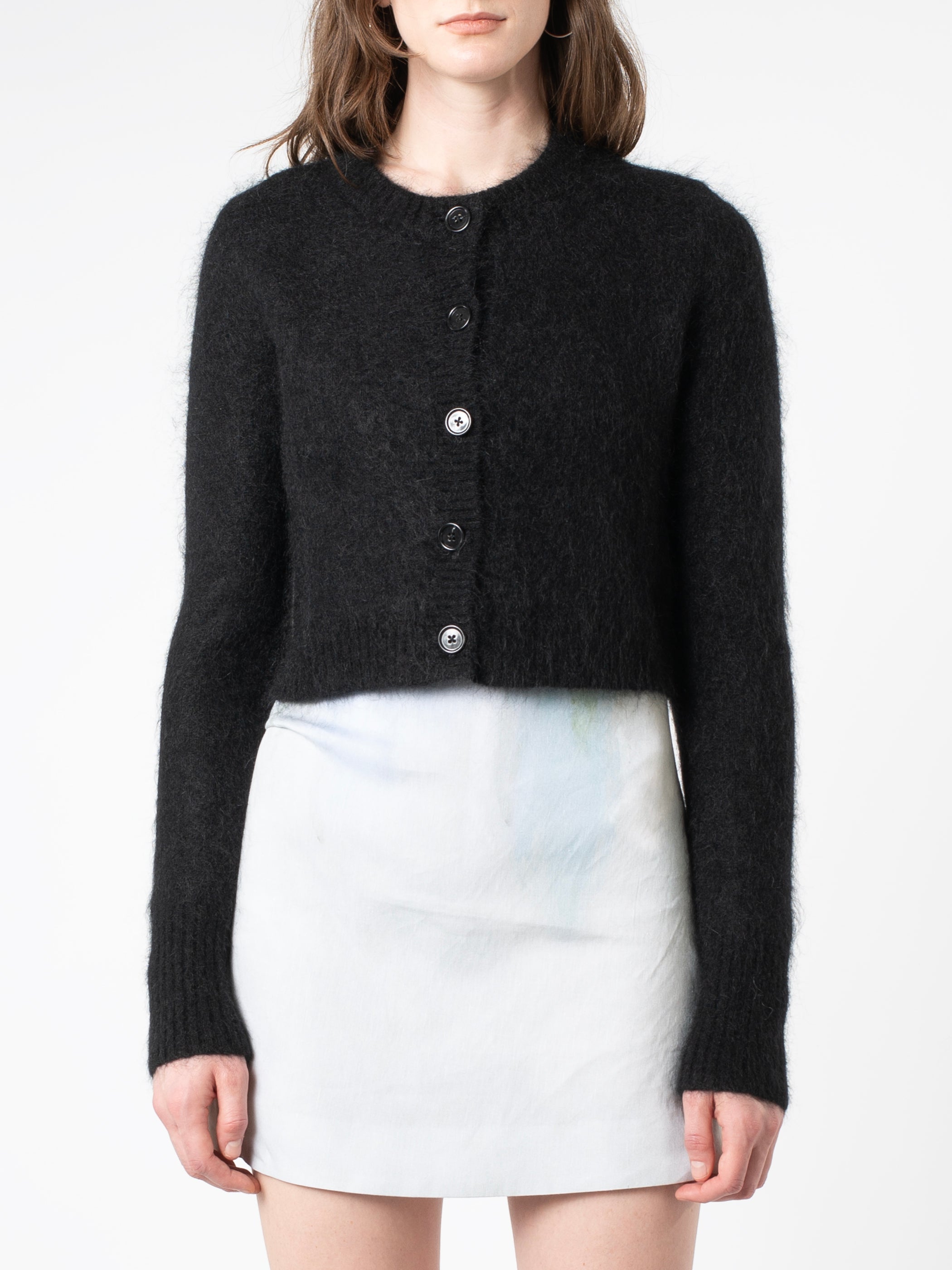 Black mohair cardigan hotsell