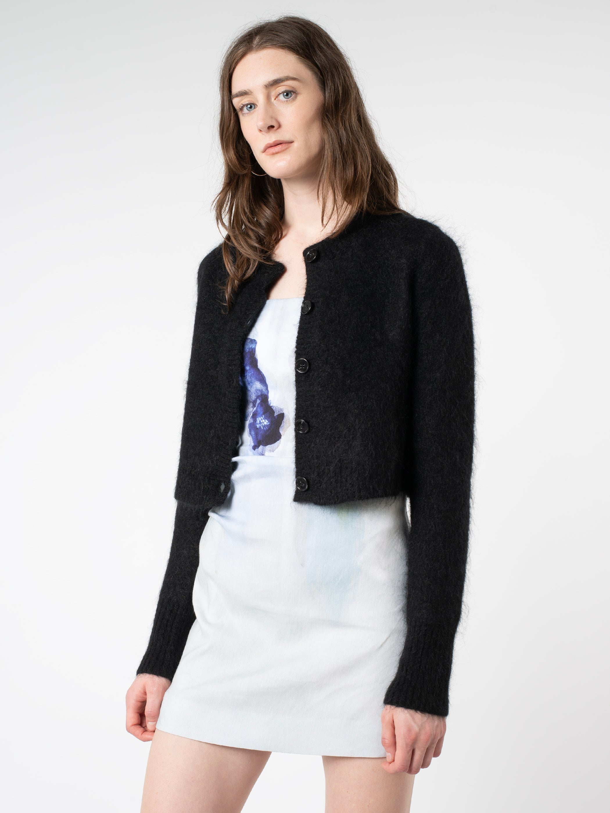 Acne Studios Mohair Blend Cardigan in Black gravitypope